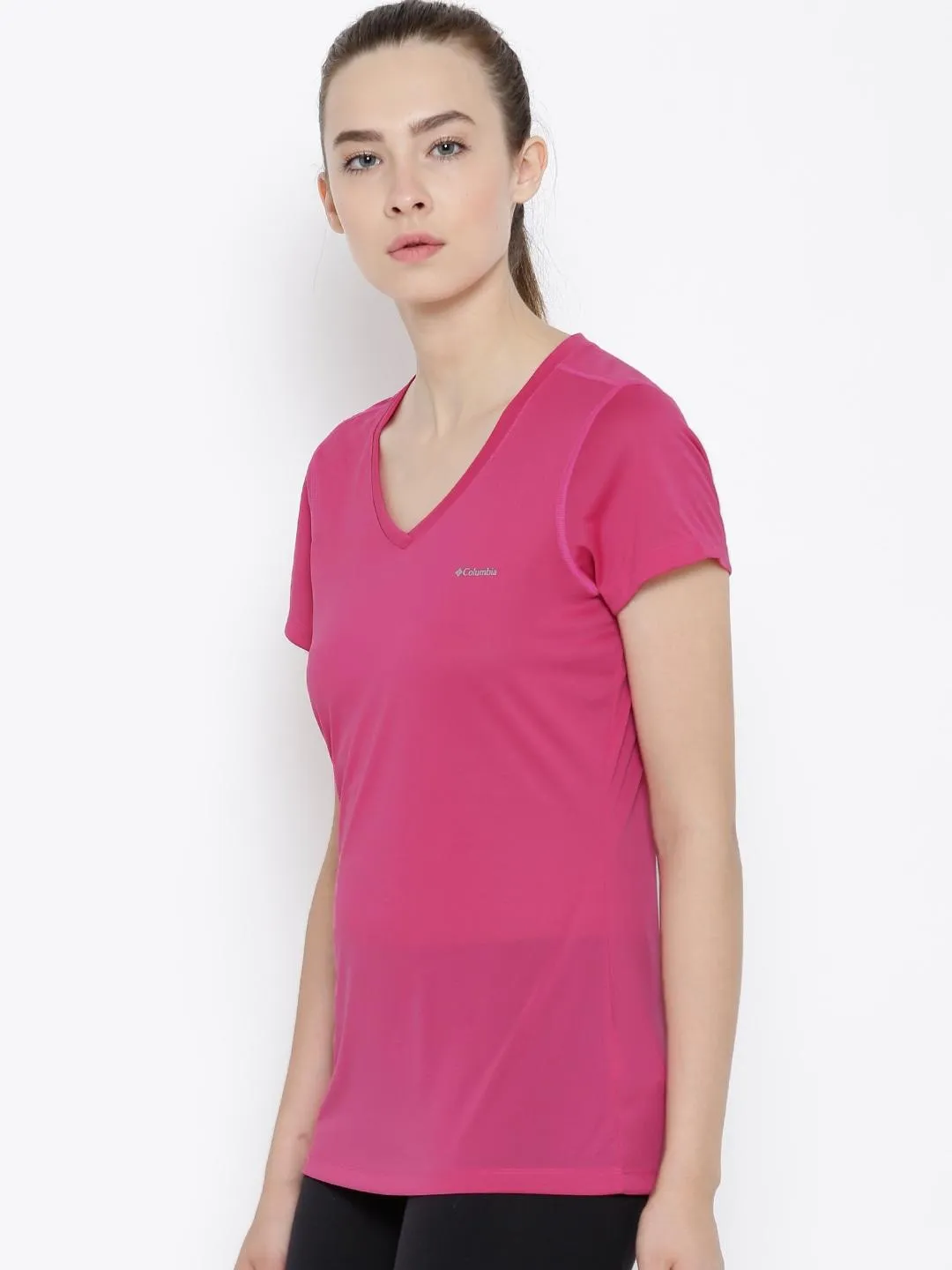 Columbia Women Red Omni-Wick Tech TrekShort Sleeve Tshirt