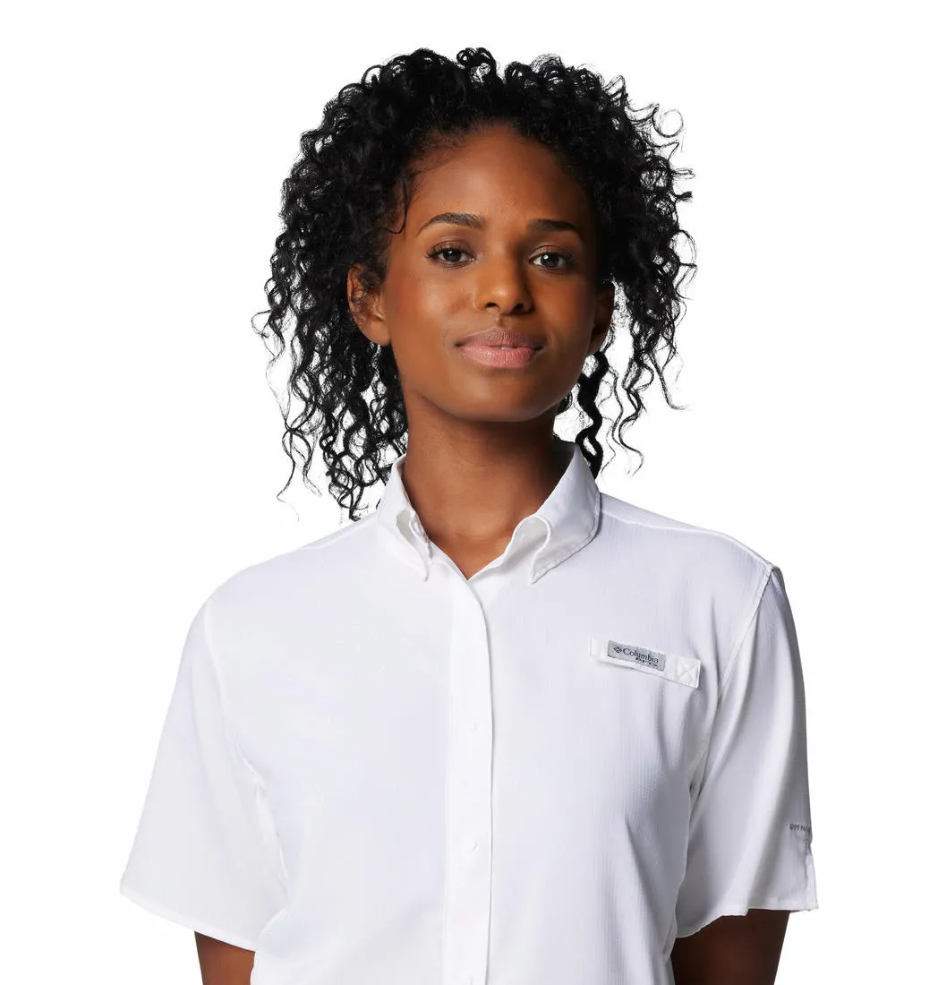 Columbia Women White Omni-Shade Tamiami II Short Sleeve Shirt