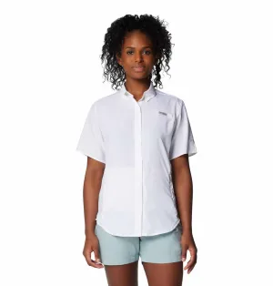 Columbia Women White Omni-Shade Tamiami II Short Sleeve Shirt