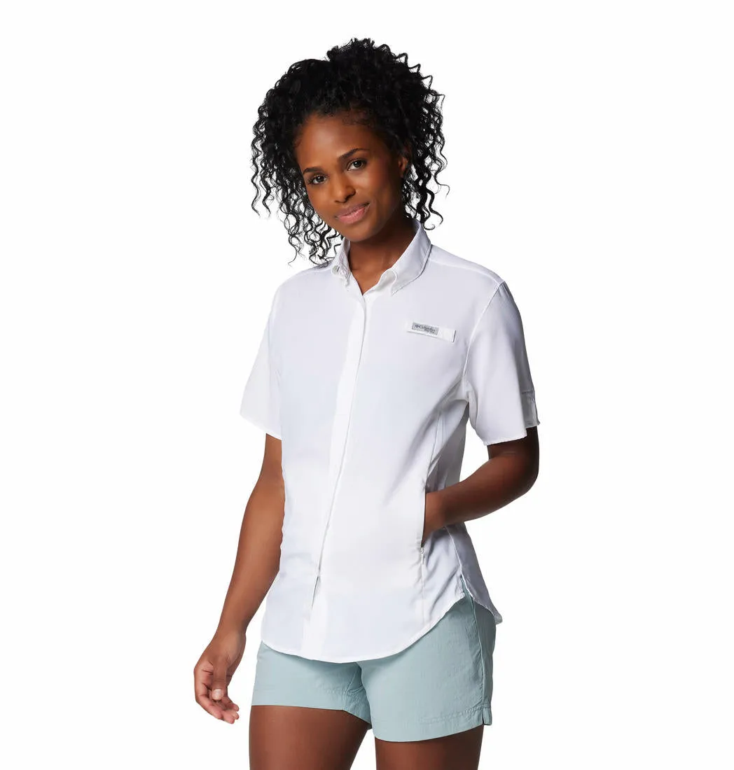 Columbia Women White Omni-Shade Tamiami II Short Sleeve Shirt