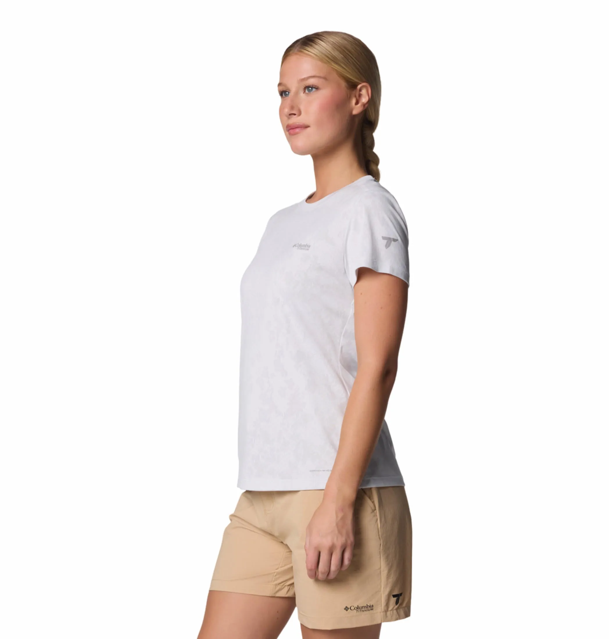 Columbia Women White Omni-Wick Bluebird Canyon Crew Tshirt
