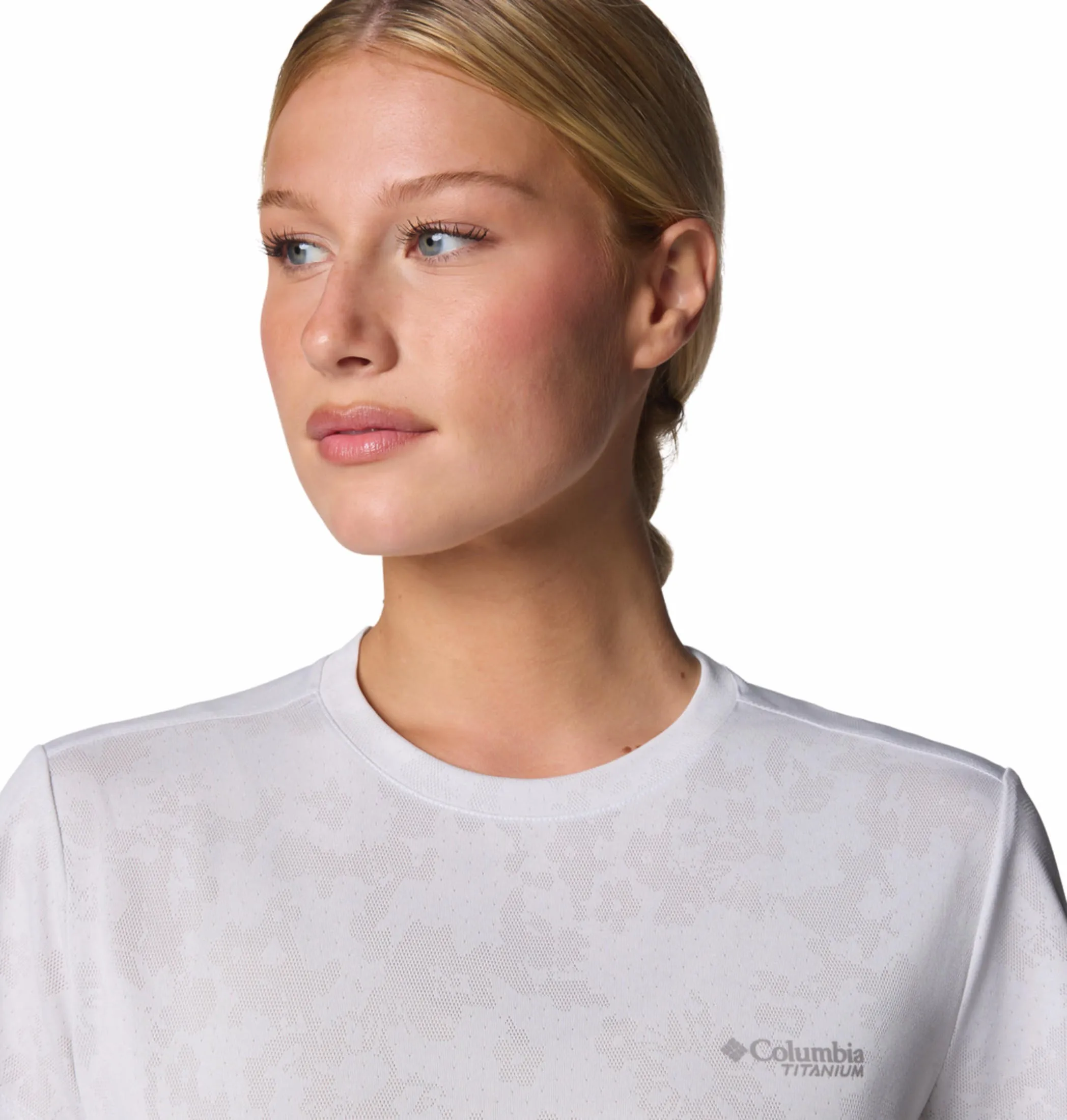 Columbia Women White Omni-Wick Bluebird Canyon Crew Tshirt