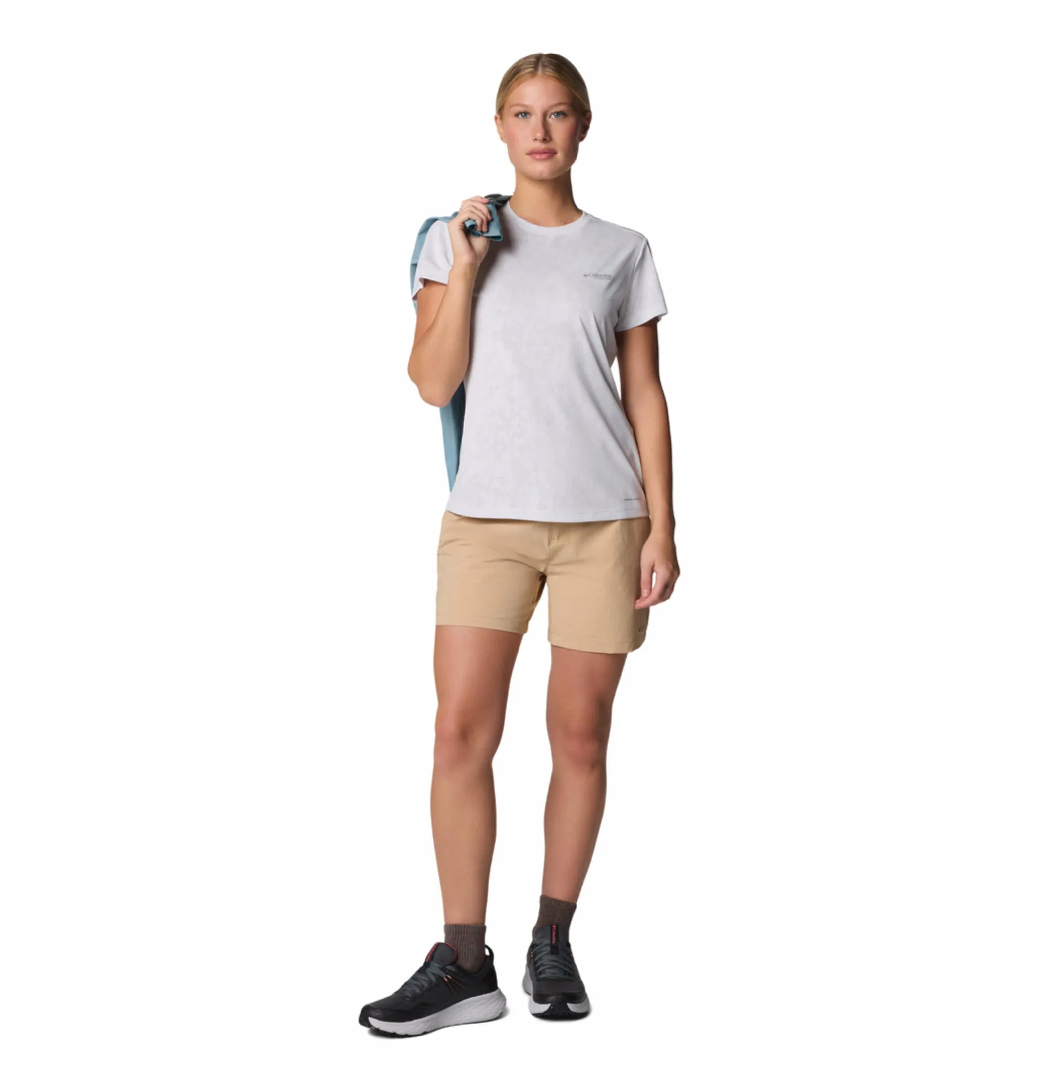 Columbia Women White Omni-Wick Bluebird Canyon Crew Tshirt