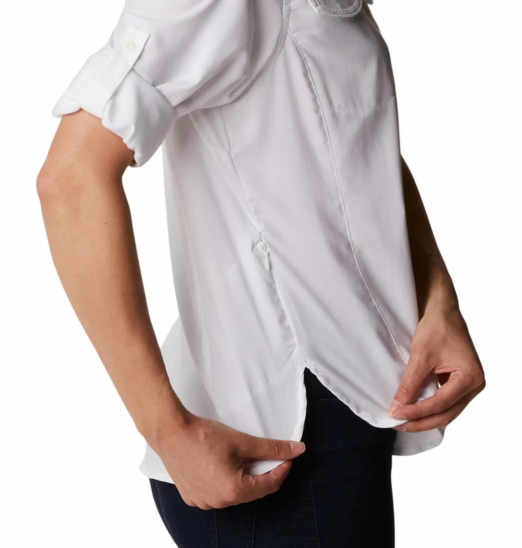 Columbia Women White Omni-Wick Silver Ridge Lite Long Sleeve Shirt