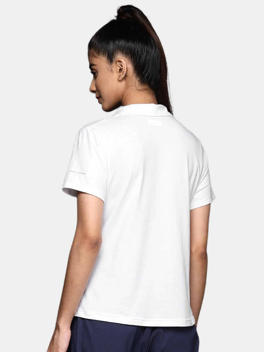 Columbia Women White Omni-Wick W Sun Trek Polo Tshirt