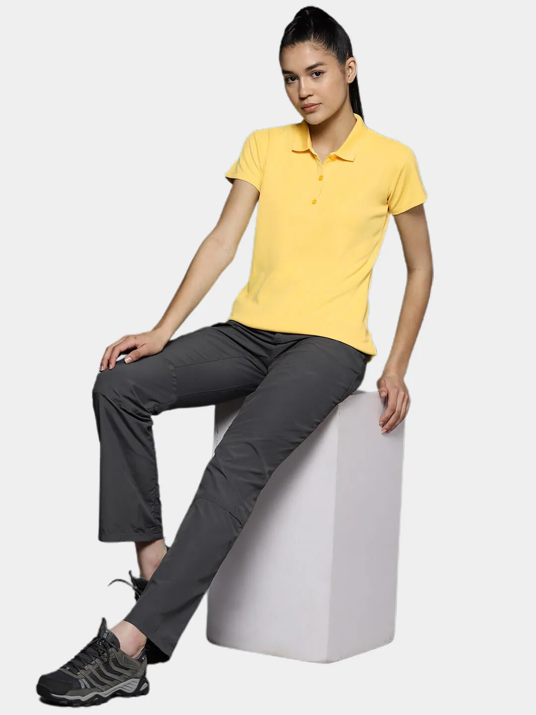 Columbia Women Yellow Omni-Wick Innisfree Polo Tshirt