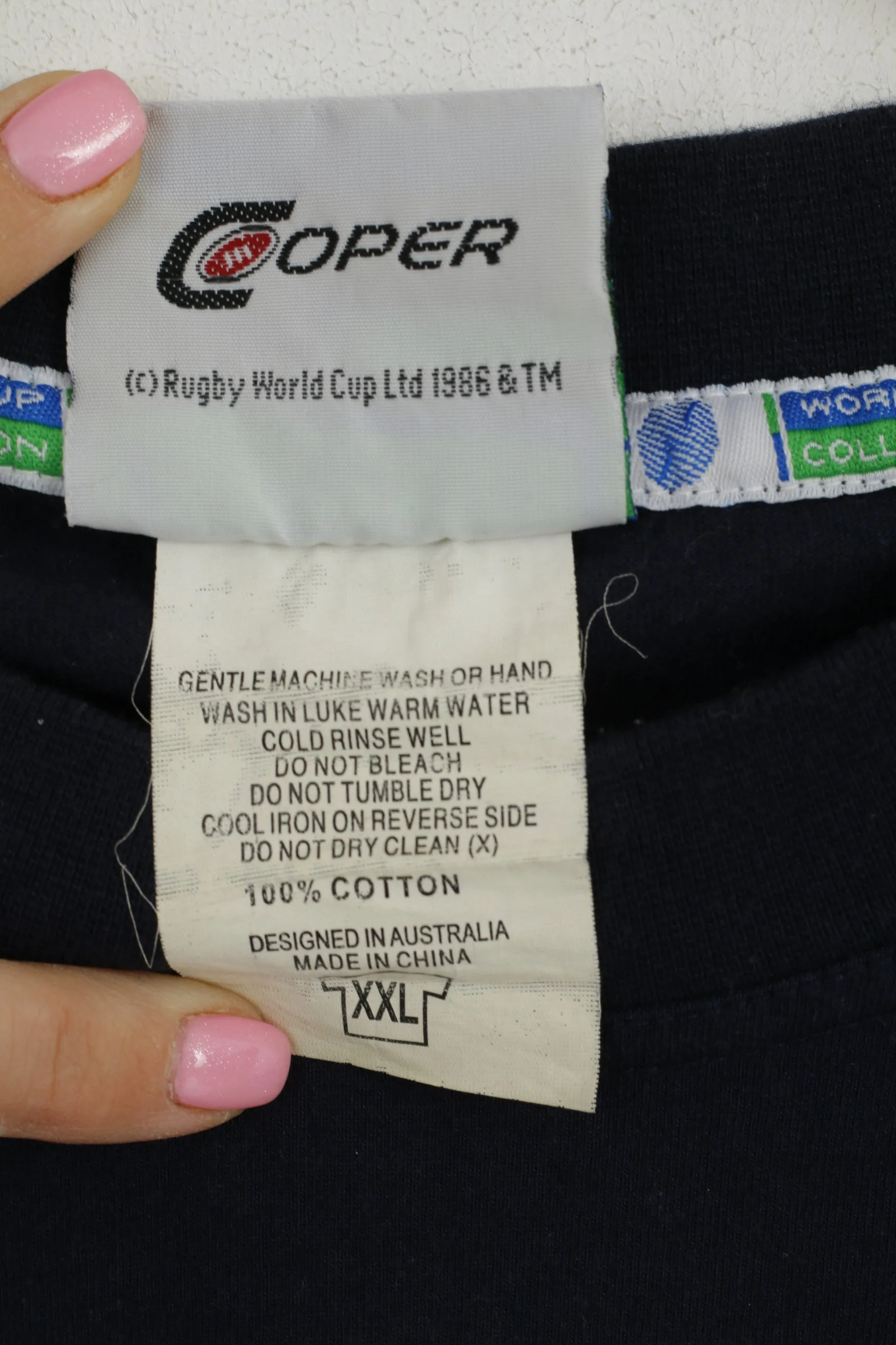Coper Men XXL T-Shirt Navy Rugby World Cup 2003 Official IRB Australia Top