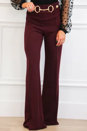 Corporate Chic High Waisted Pants: Wine