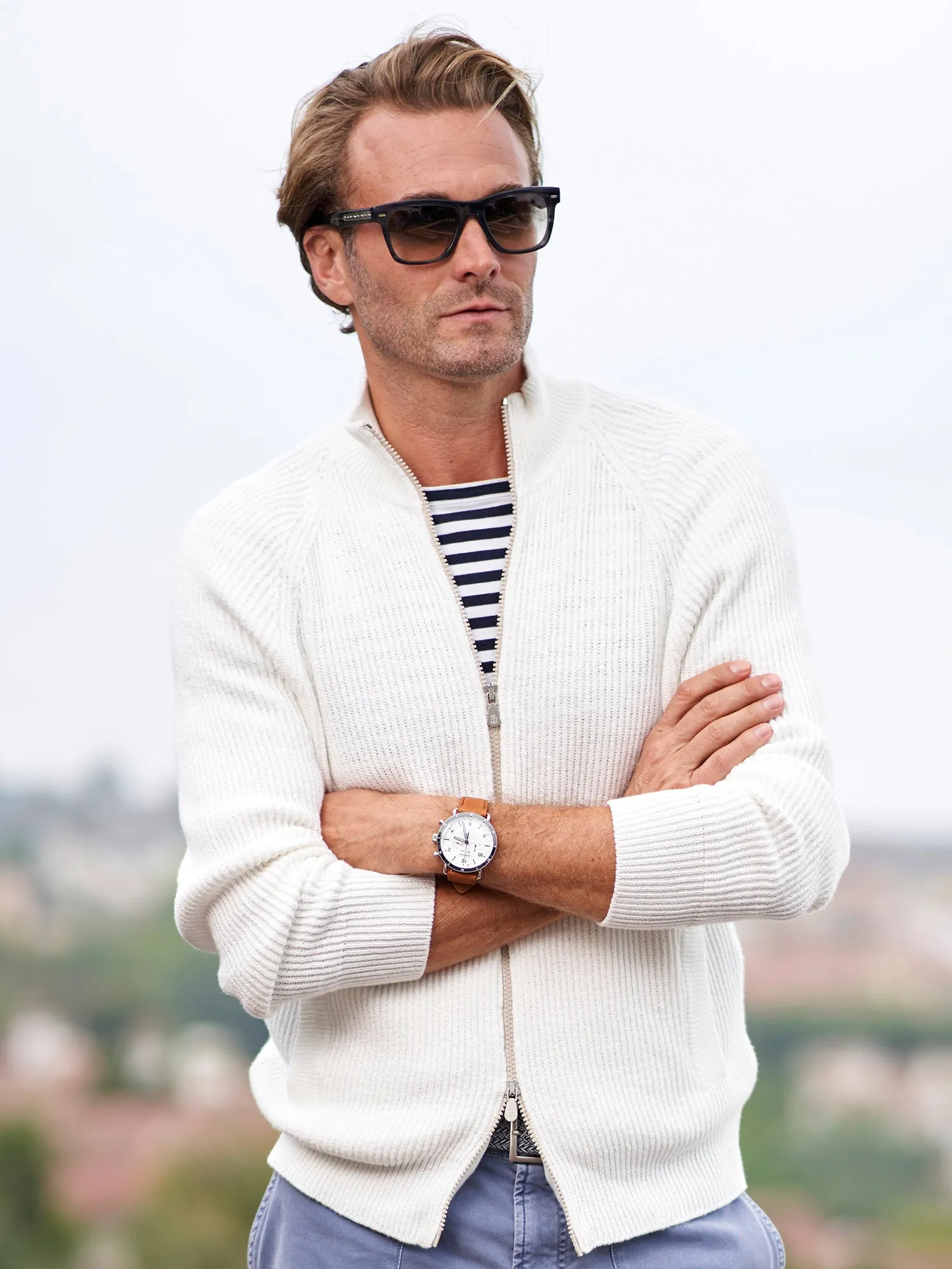 Cotton Chin Zip Sweater