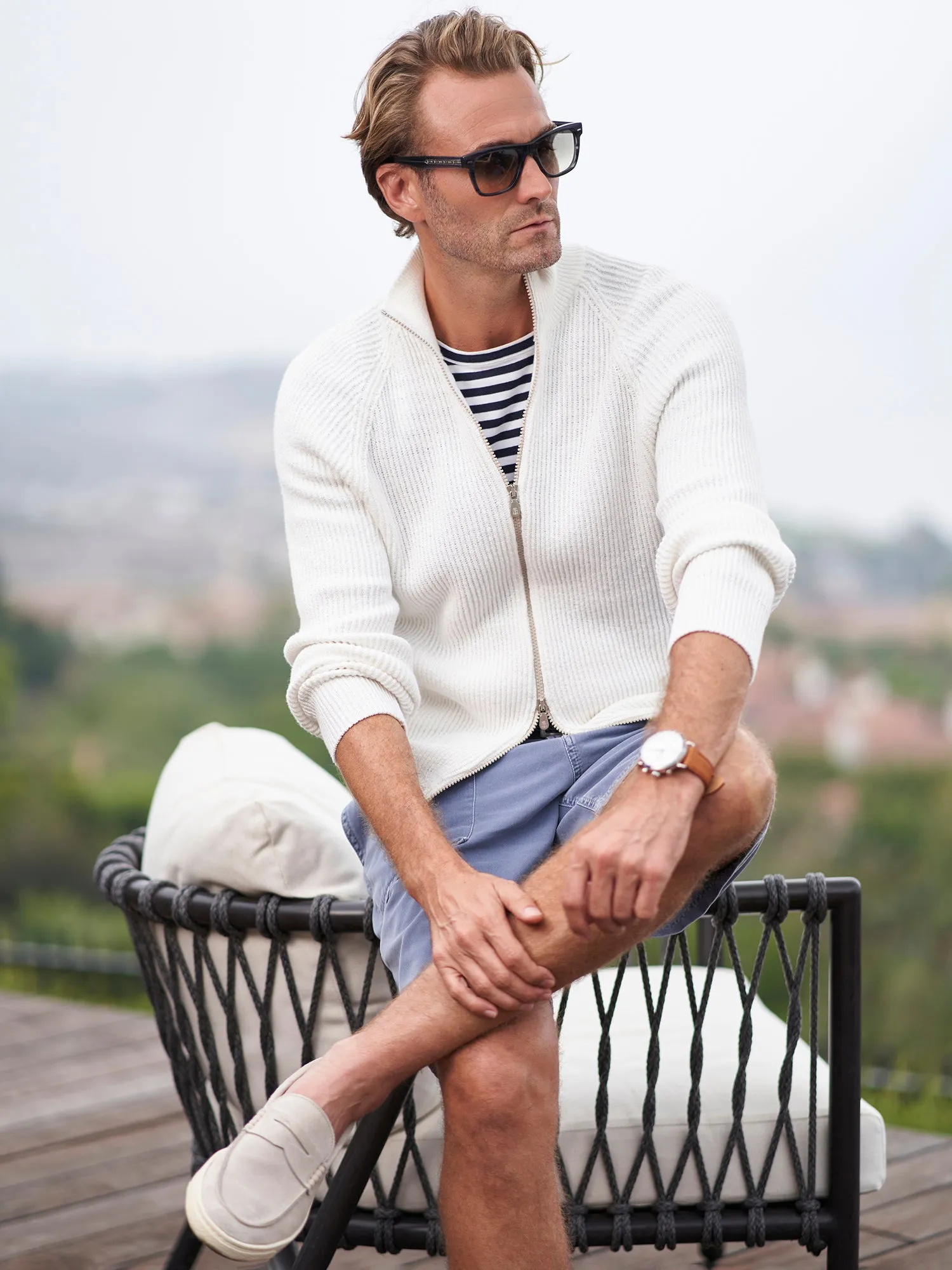 Cotton Chin Zip Sweater