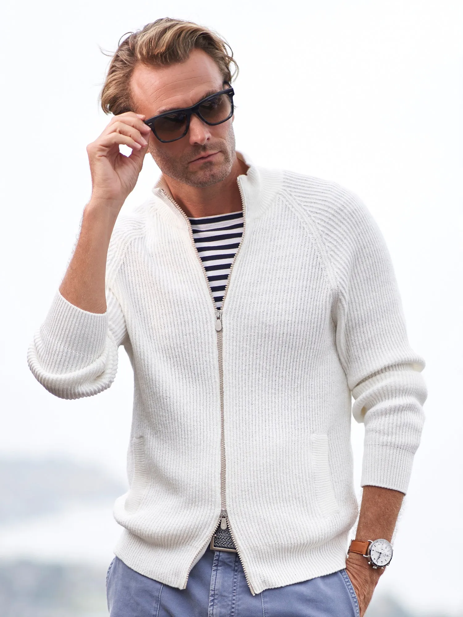 Cotton Chin Zip Sweater
