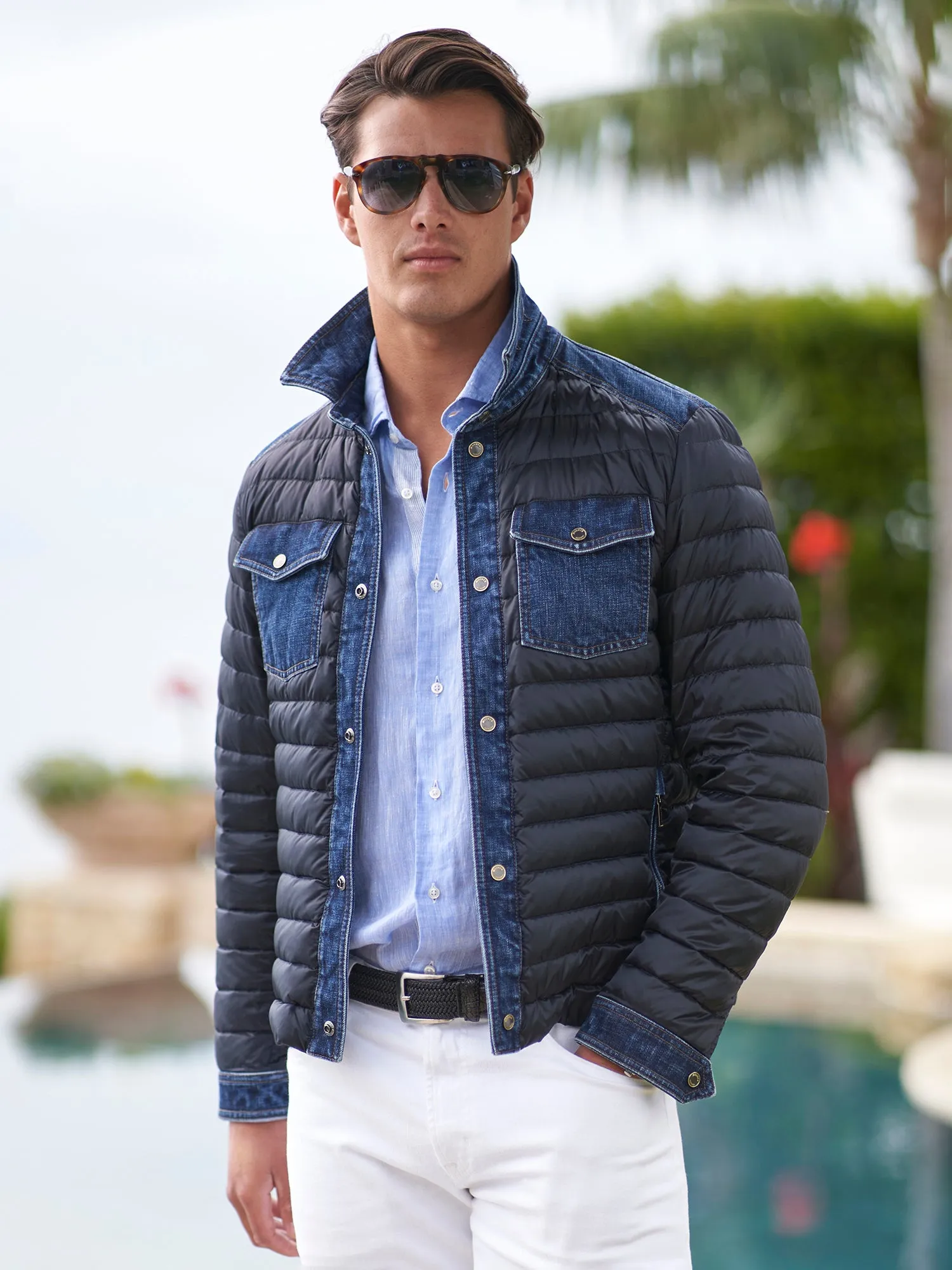 Crespi Quilted Down Denim Jacket