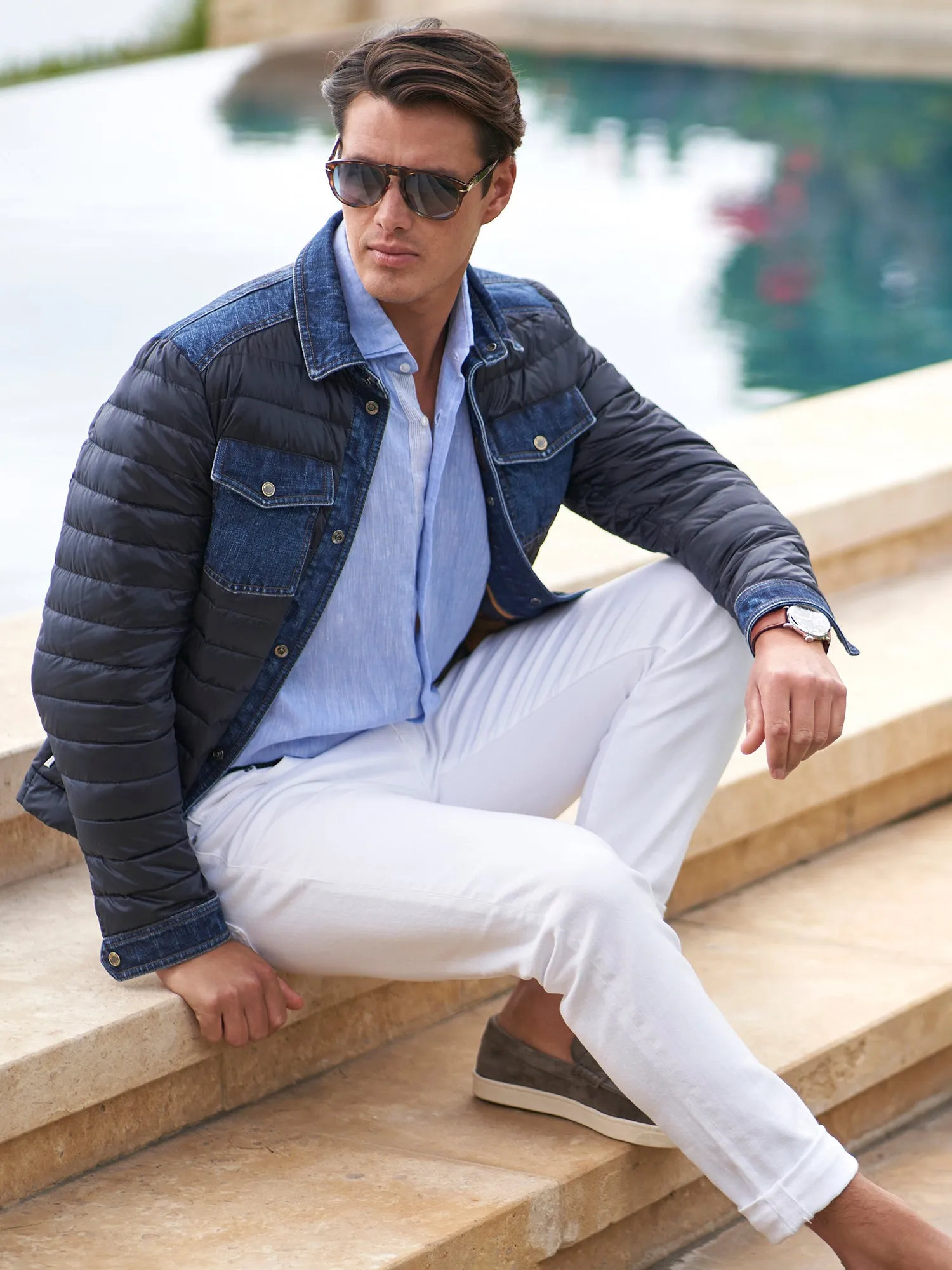 Crespi Quilted Down Denim Jacket