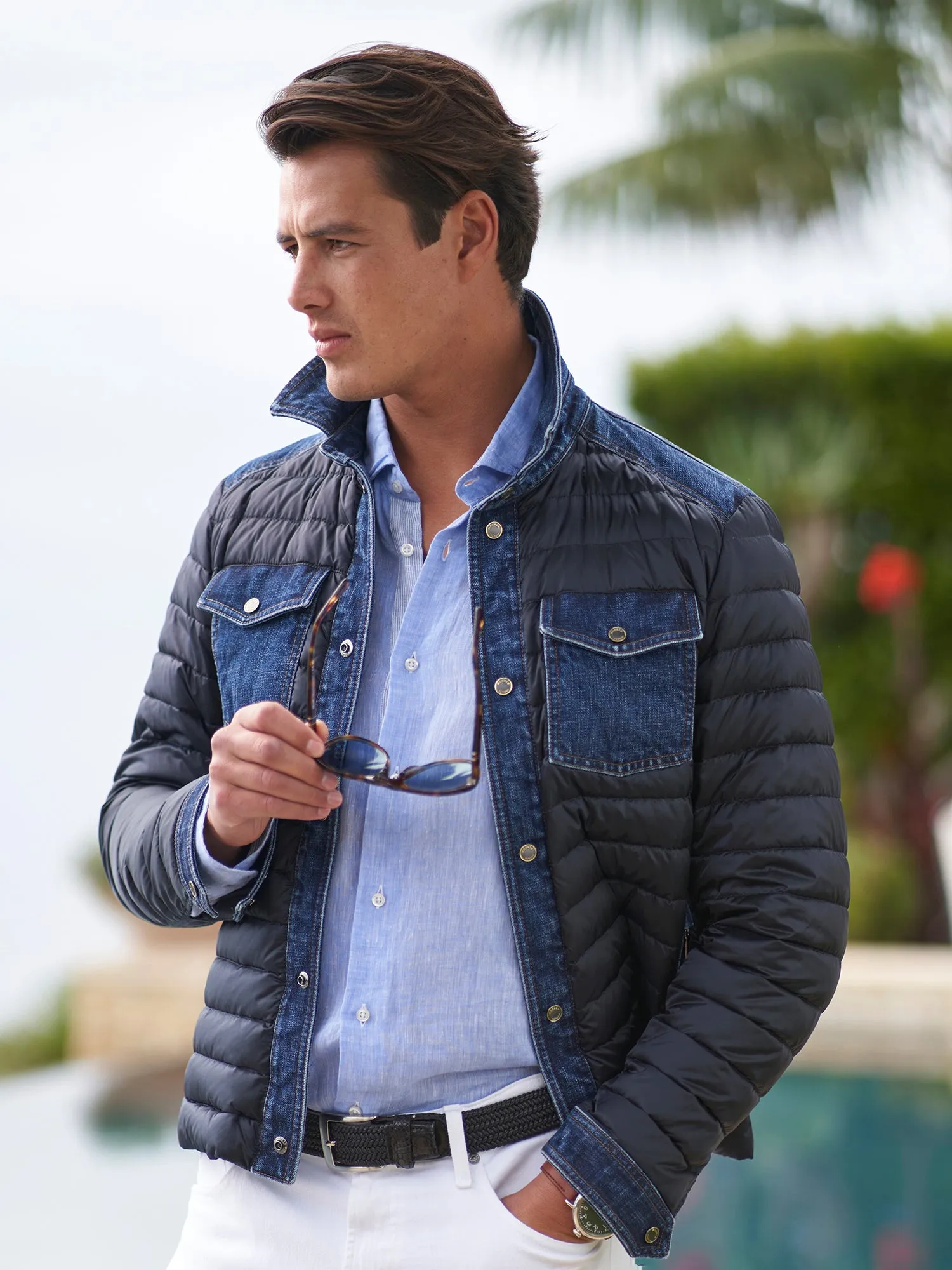 Crespi Quilted Down Denim Jacket