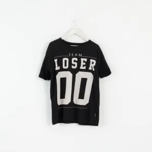 Criminal Damage Men S T-Shirt Black Cotton Mesh Sleeve Team Loser Top