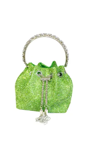 CRYSTAL EMBELLISHED BUCKET BAG IN GREEN Gloria Lanvin