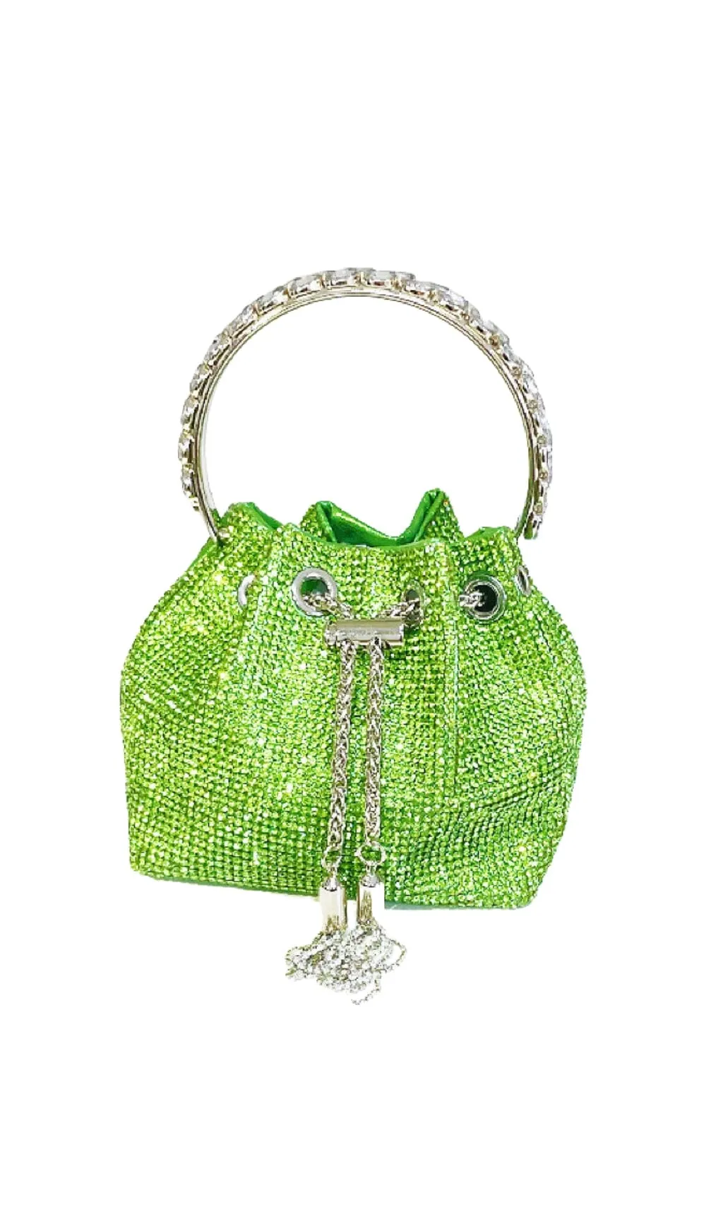 CRYSTAL EMBELLISHED BUCKET BAG IN GREEN Gloria Lanvin