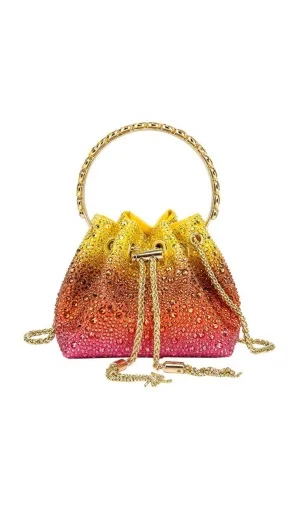 CRYSTAL EMBELLISHED BUCKET BAG IN OMBRE Gloria Lanvin