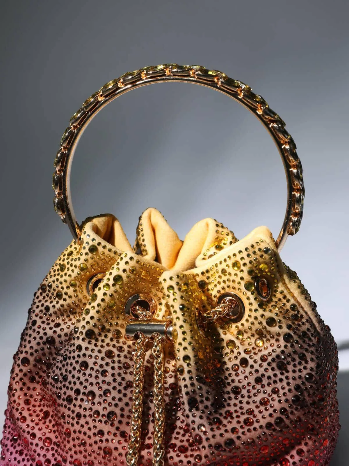 CRYSTAL EMBELLISHED BUCKET BAG IN OMBRE Gloria Lanvin
