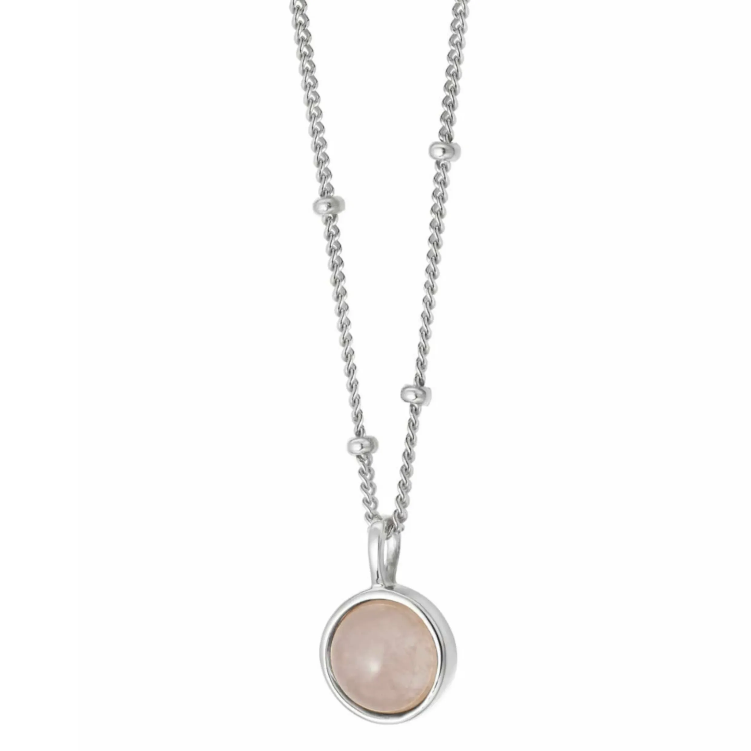 Daisy London Rose Quartz Healing Stone Necklace Silver HN1005_SLV