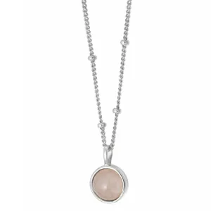 Daisy London Rose Quartz Healing Stone Necklace Silver HN1005_SLV