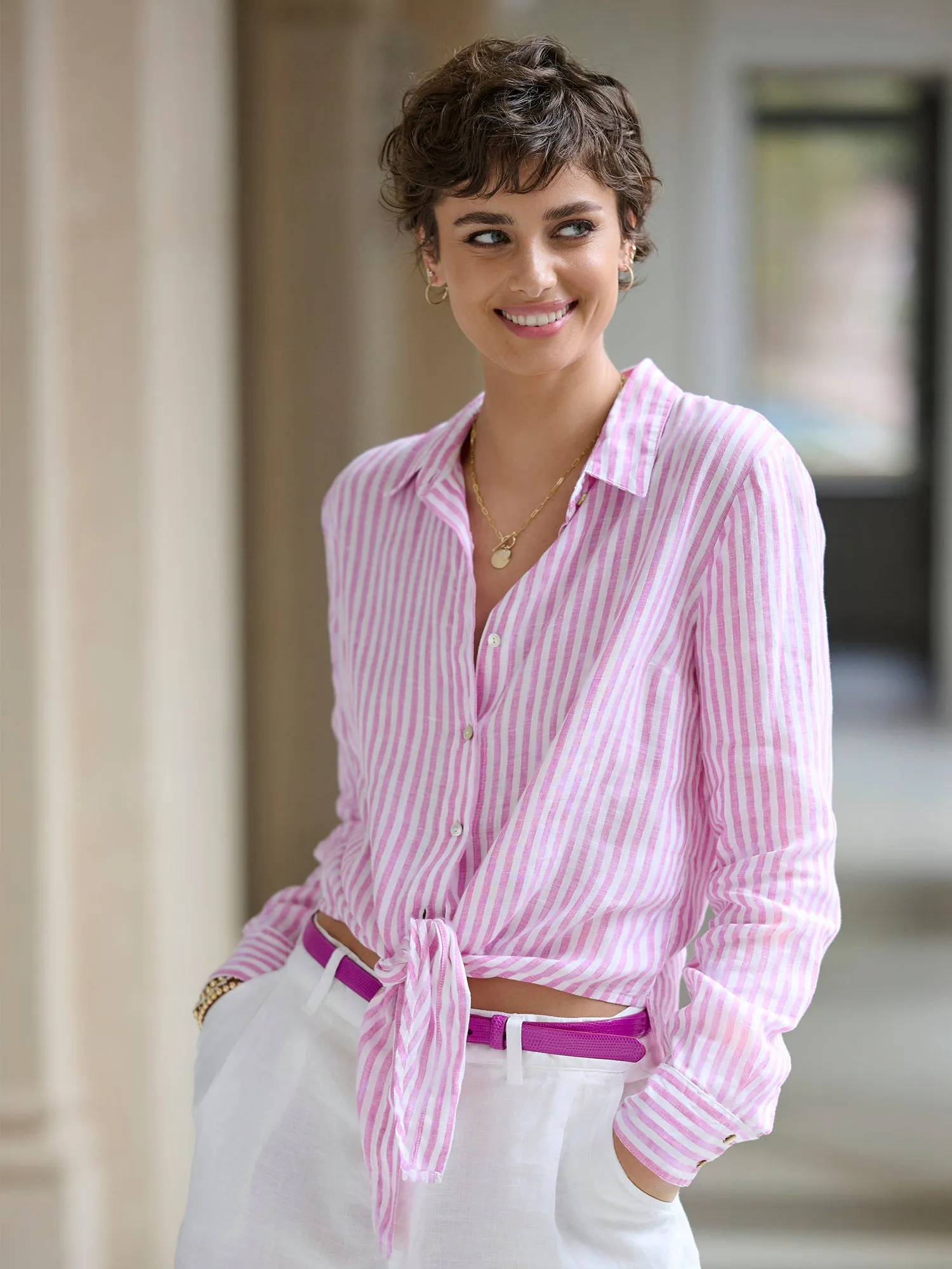 Davin Tie Stripe Linen Shirt