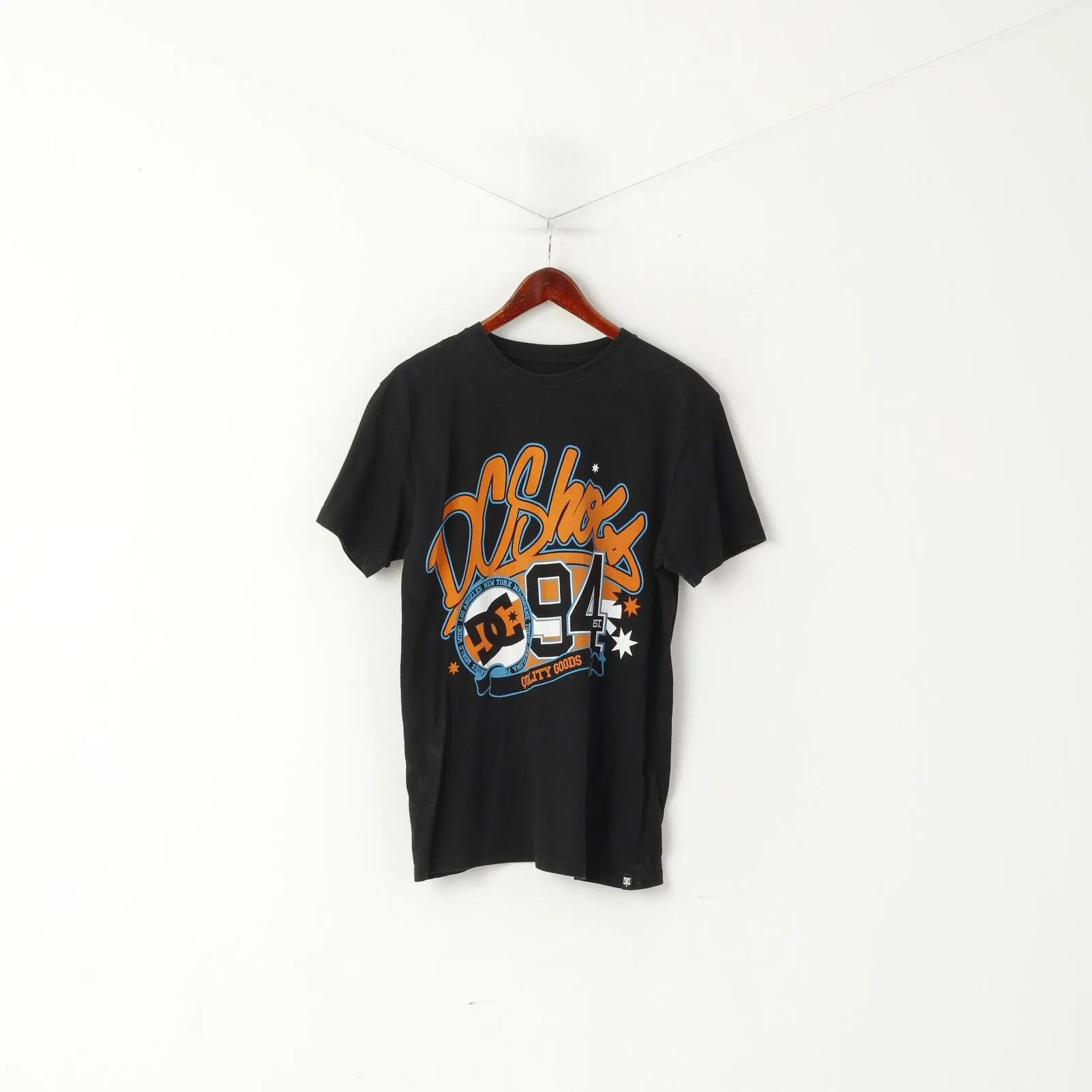 DC Men L Shirt Black Cotton Graphic Los Angeles 94 Crew Neck Top