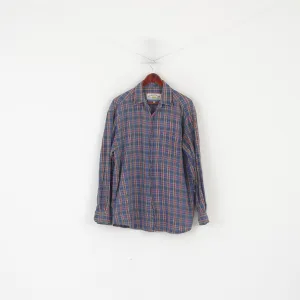 Deauville Dog Men XL Casual Shirt Blue Cotton Check Vintage Outdoor Division Top