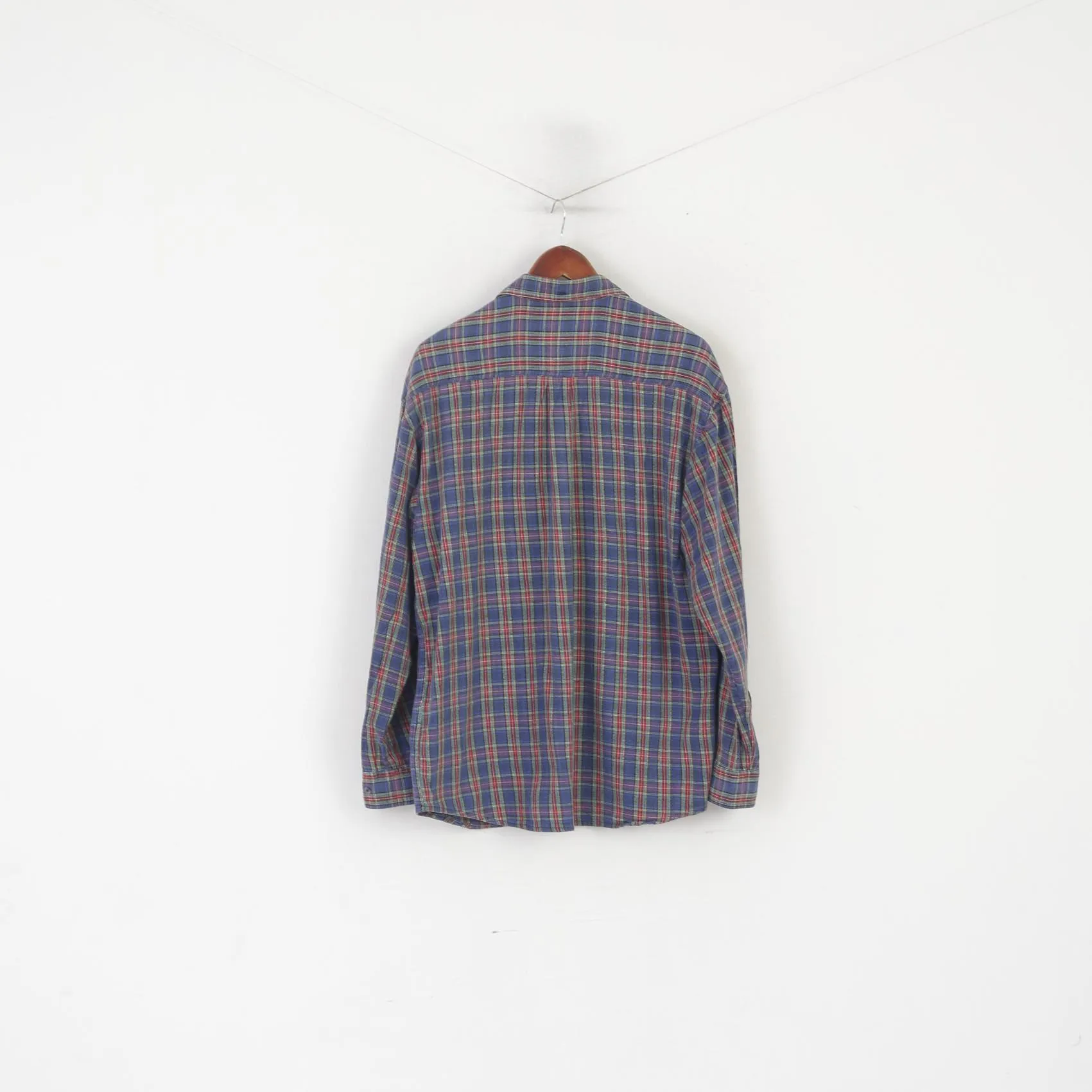 Deauville Dog Men XL Casual Shirt Blue Cotton Check Vintage Outdoor Division Top