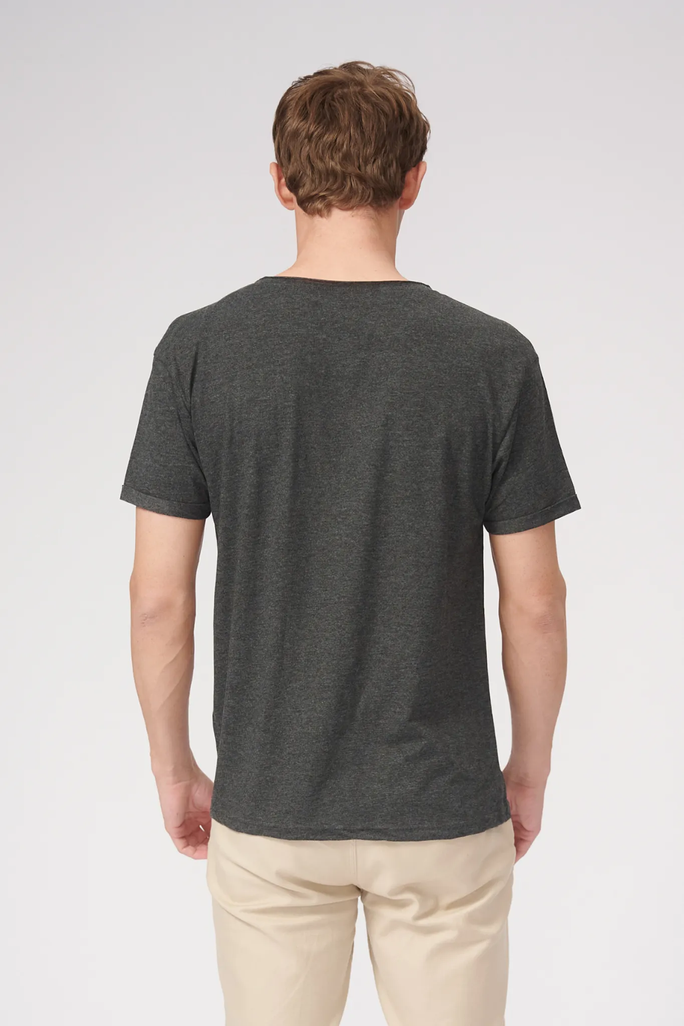 Deep Neck T-shirt - Dark Grey