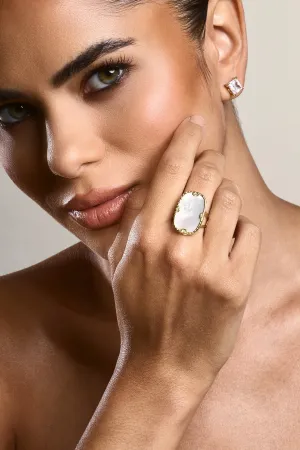 Demie | Gold Adjustable Statement Pendant Ring Club L London