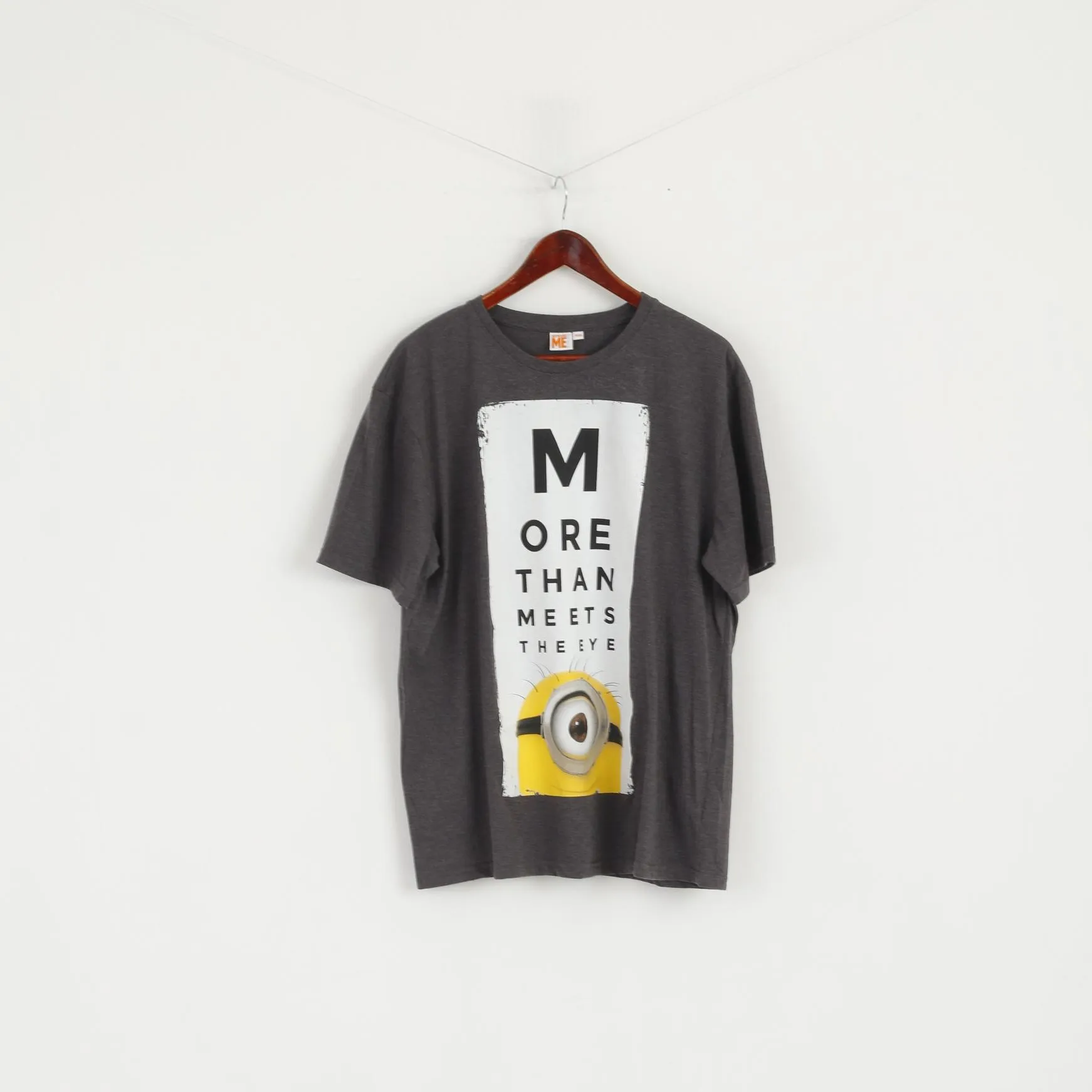 Despicable Me Men 56/58 XXL T-Shirt Grey Cotton Minion Graphic Short Sleeve Top