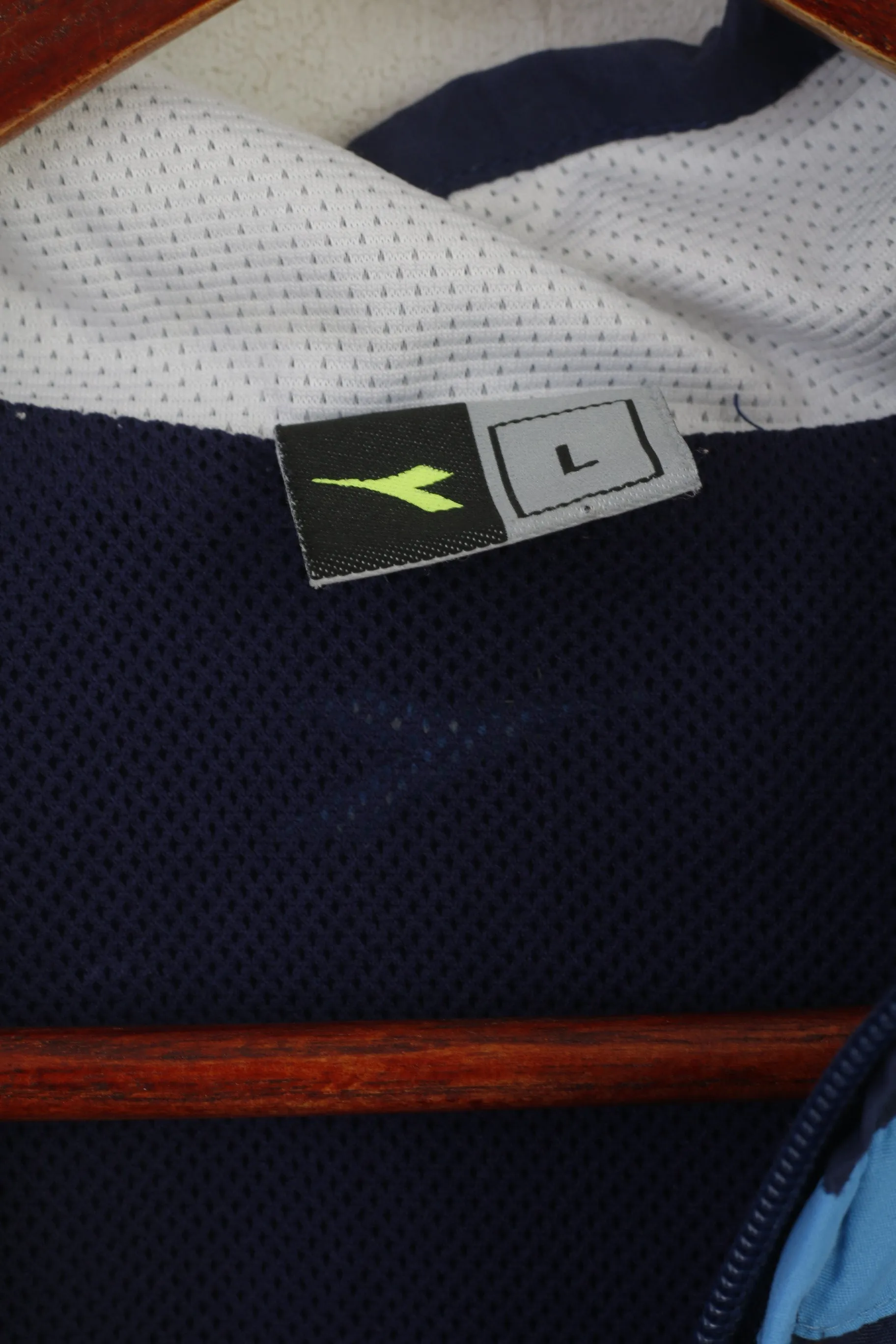 Diadora Men L Jacket Navy Vintage Lightweight Activewear Full Zip Training