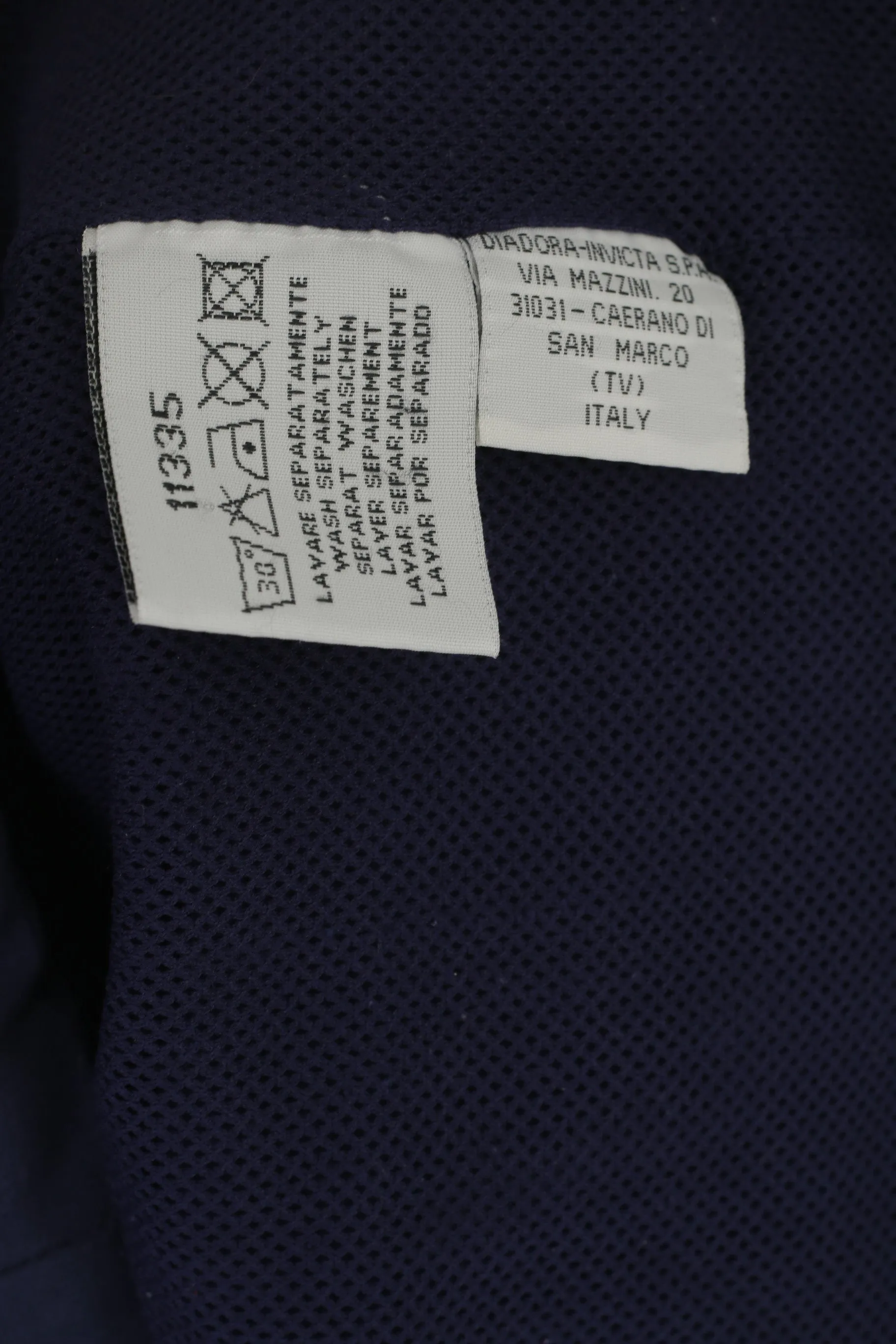 Diadora Men L Jacket Navy Vintage Lightweight Activewear Full Zip Training