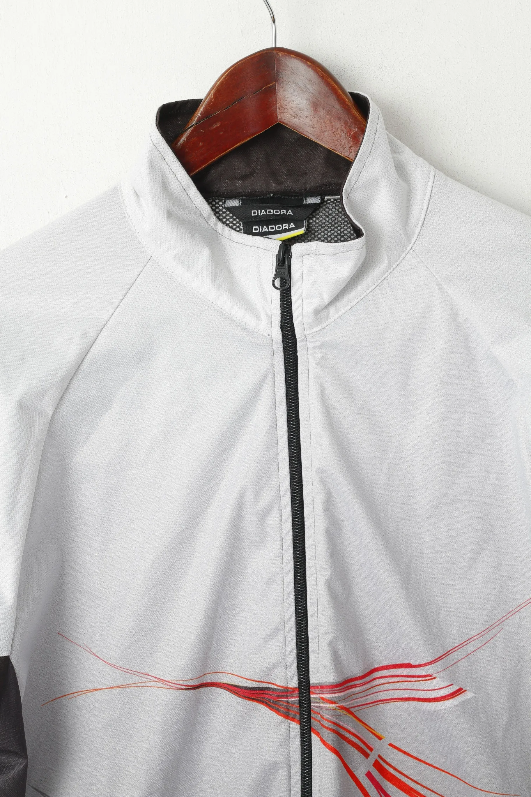 Diadora Men XL Jacket Grey Run Full Zipper Windtex Activewear Lightweight Top