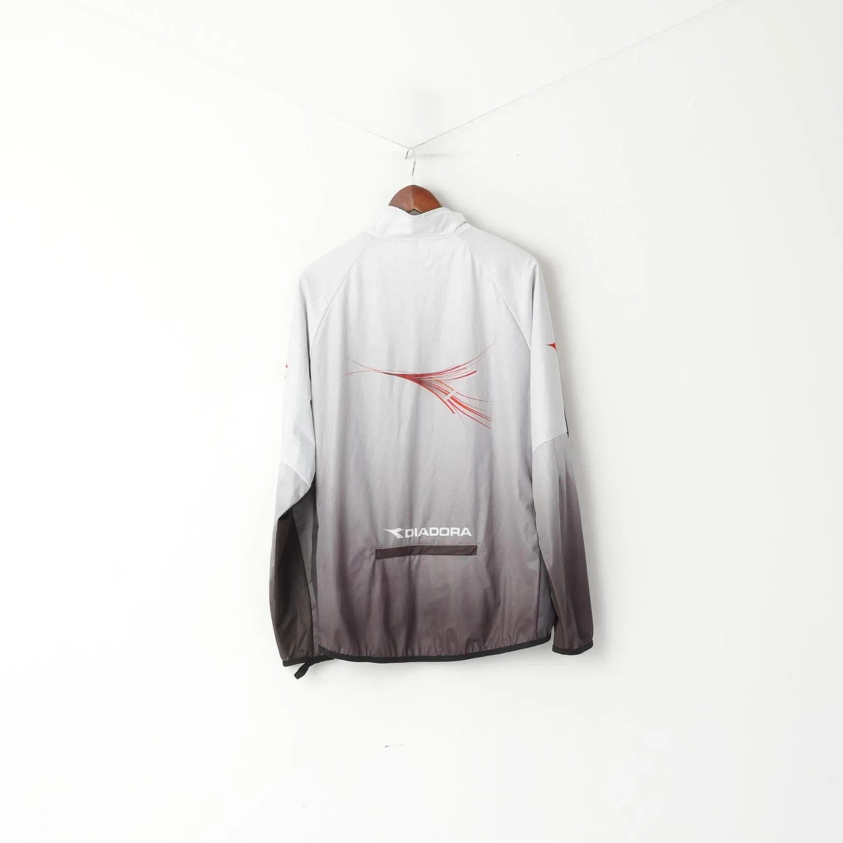 Diadora Men XL Jacket Grey Run Full Zipper Windtex Activewear Lightweight Top