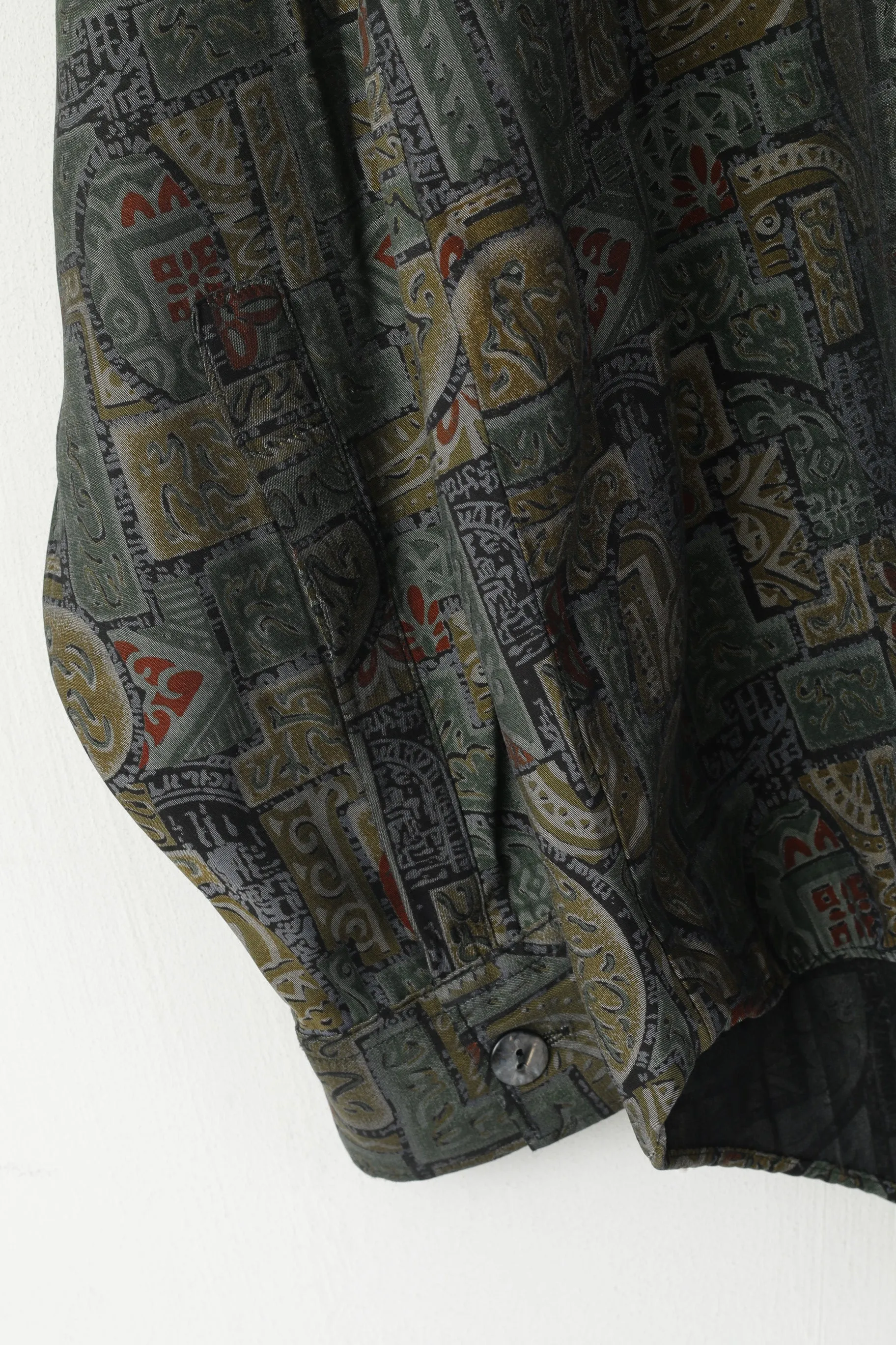 Dickens & Browne Men 4 XL Casual Shirt Green Retro Printed Viscose Long Sleeve Top