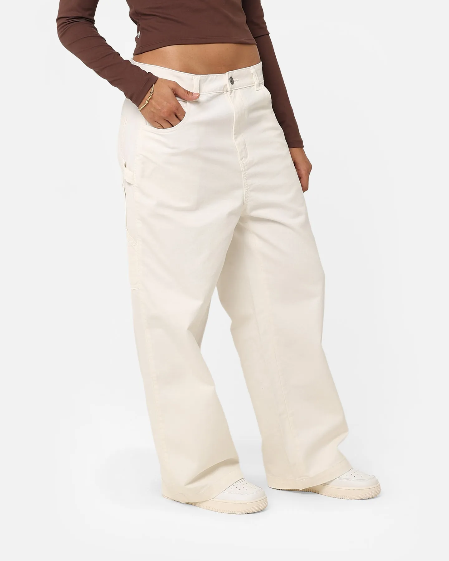 Dickies Women's Stonewashed Cropped Cargo Pants Stonewash Cloud