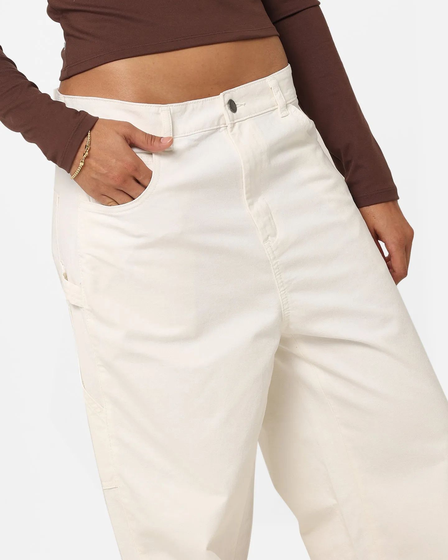 Dickies Women's Stonewashed Cropped Cargo Pants Stonewash Cloud