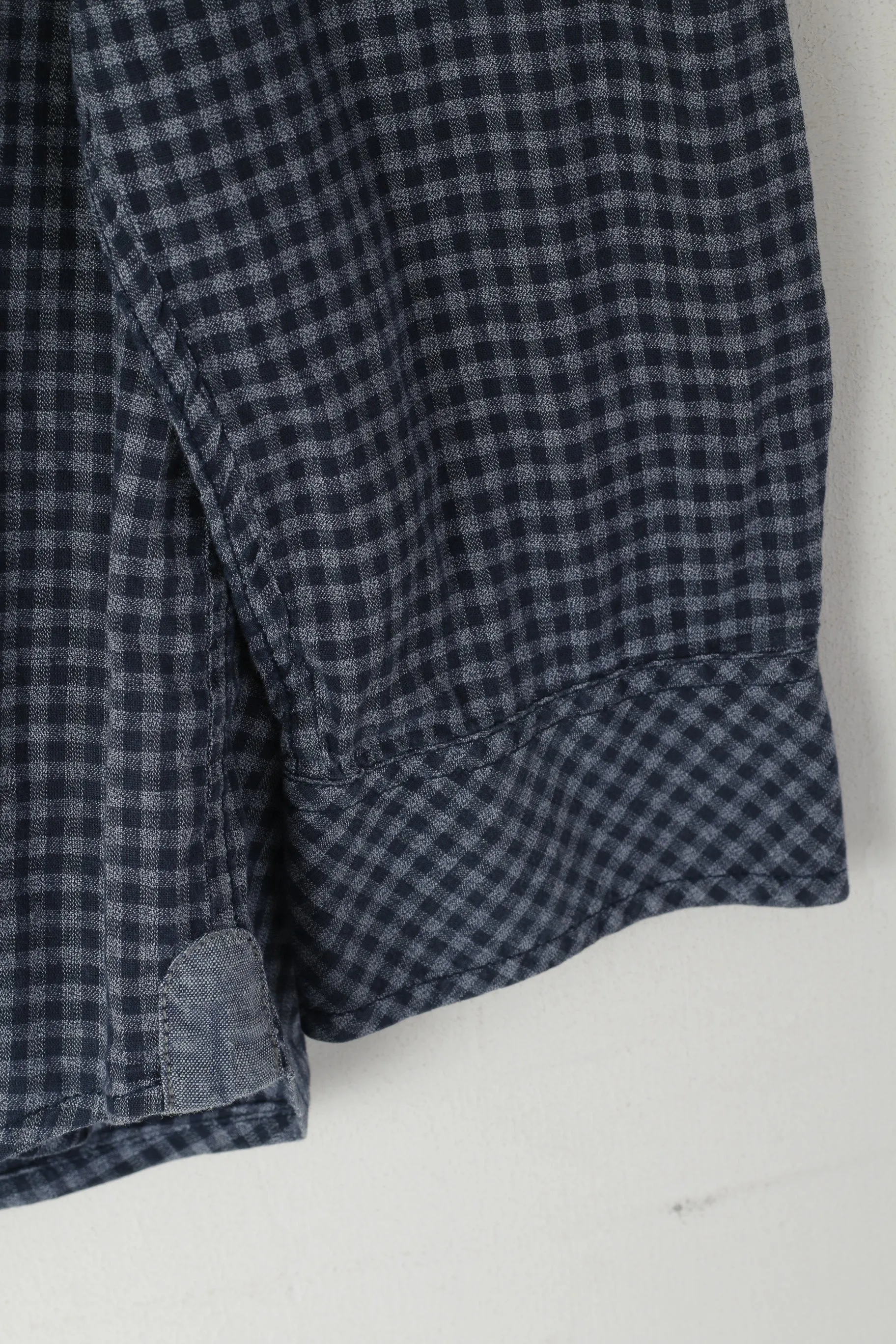 Diesel Co. Men S Casual Shirt Navy Check Cotton Button Down Collar Long Sleeve Top