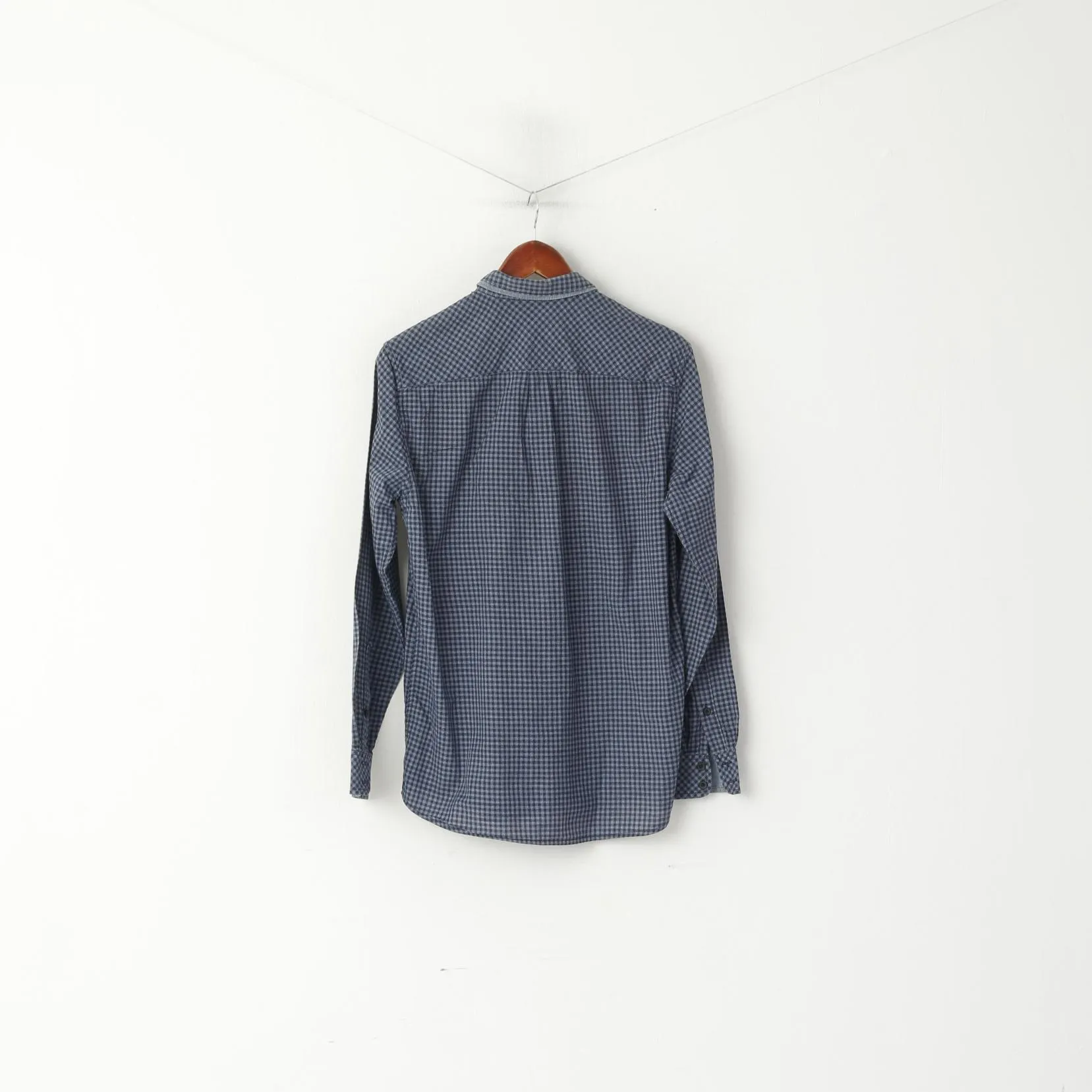 Diesel Co. Men S Casual Shirt Navy Check Cotton Button Down Collar Long Sleeve Top