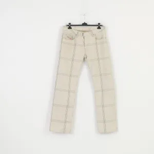 Diesel Industry Men 36 Trousers Cream Cotton Striped Buttons Top