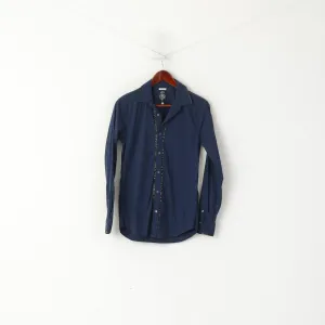 Diesel Industry Men S (XS) Casual Shirt Navy Cotton Nylon Slim Fit Stretch Top