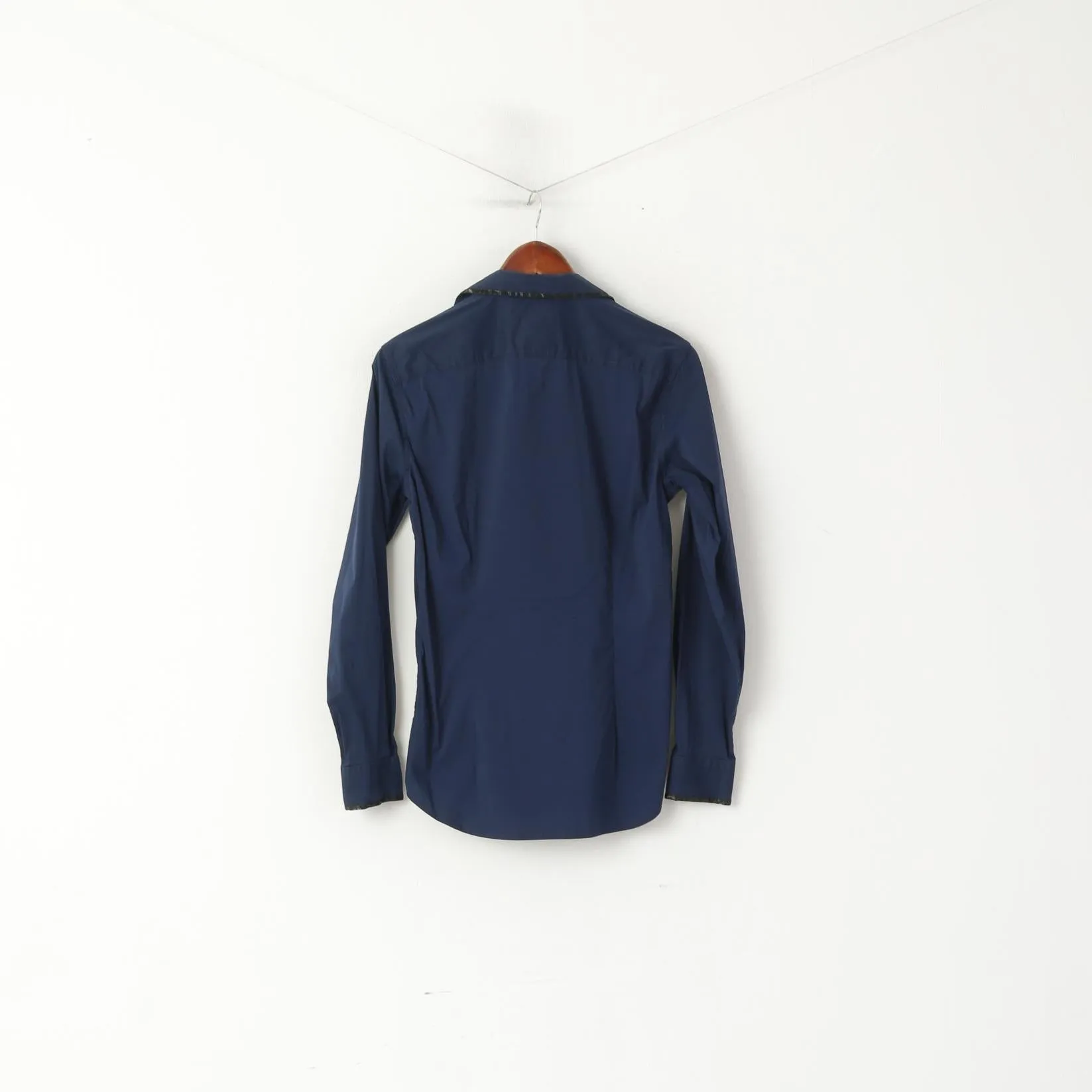 Diesel Industry Men S (XS) Casual Shirt Navy Cotton Nylon Slim Fit Stretch Top