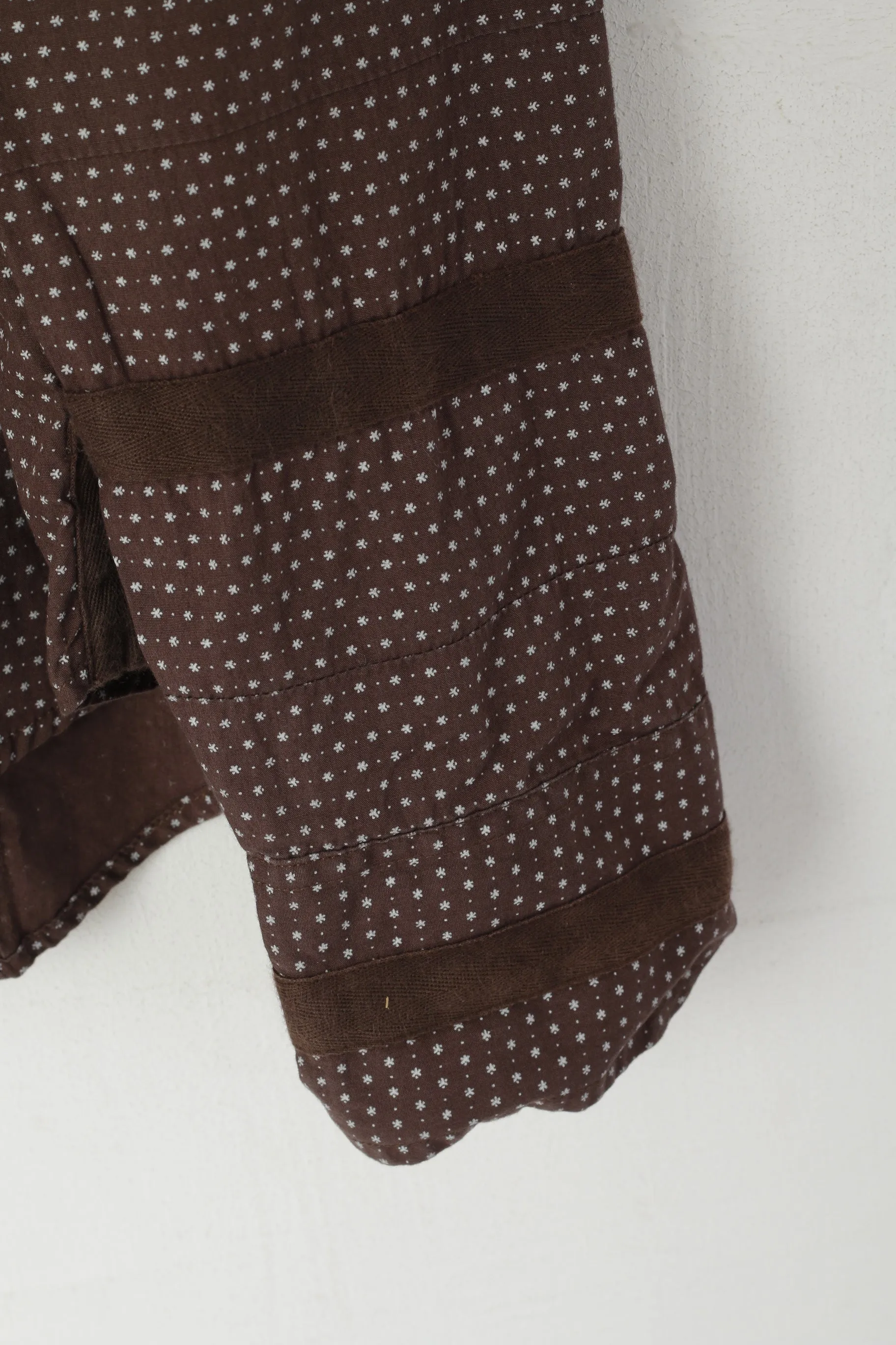 Diesel Men L (M) Casual Shirt Brown Cotton Tiny Snowflake Pattern Long Sleeve Top