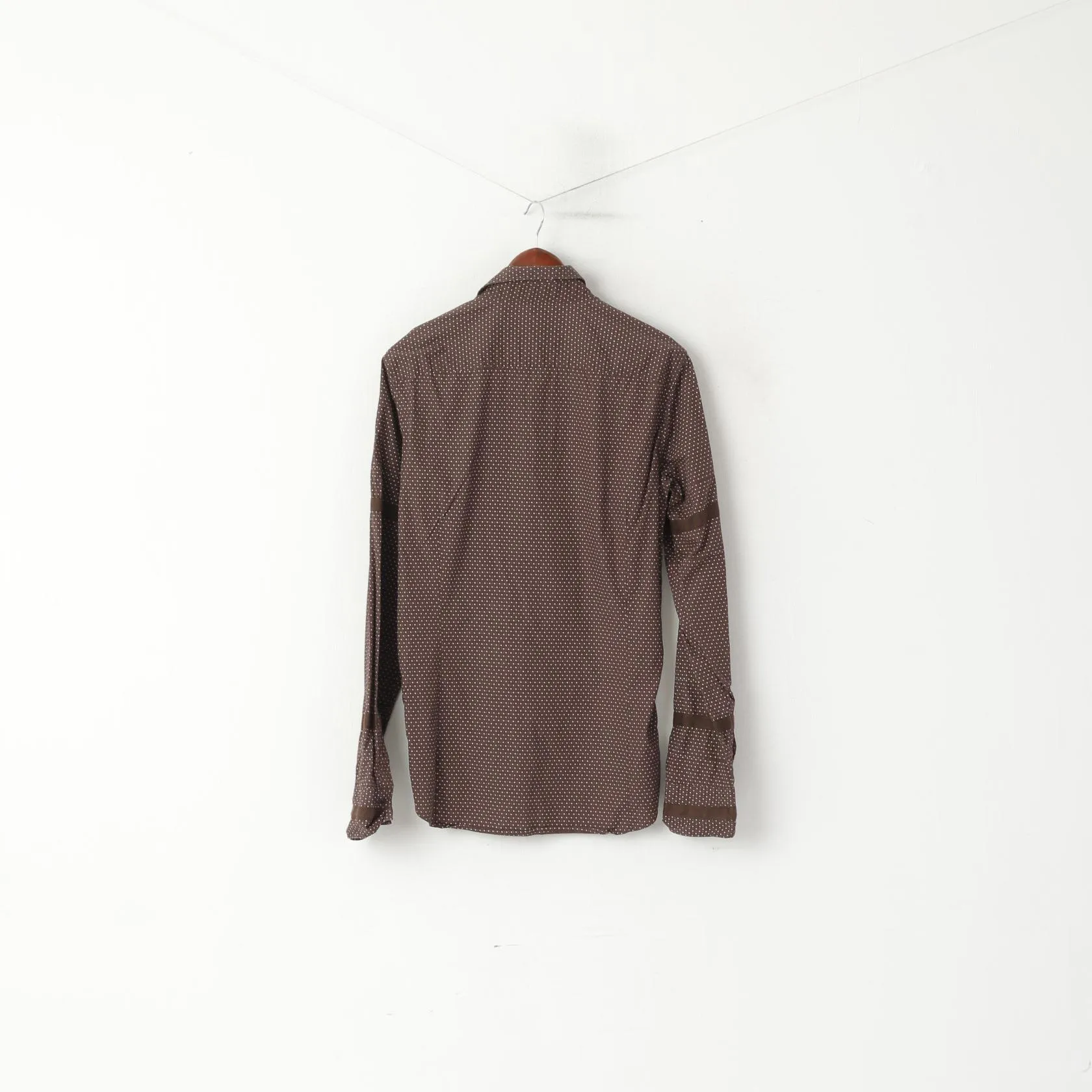 Diesel Men L (M) Casual Shirt Brown Cotton Tiny Snowflake Pattern Long Sleeve Top