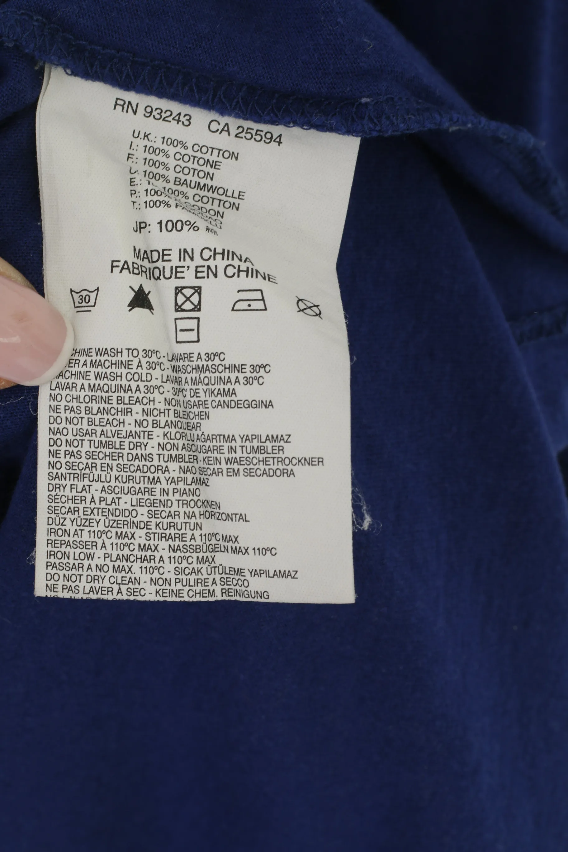 Diesel Men M Shirt Blue Cotton Graphic Embroidered Crew Neck Classic Top