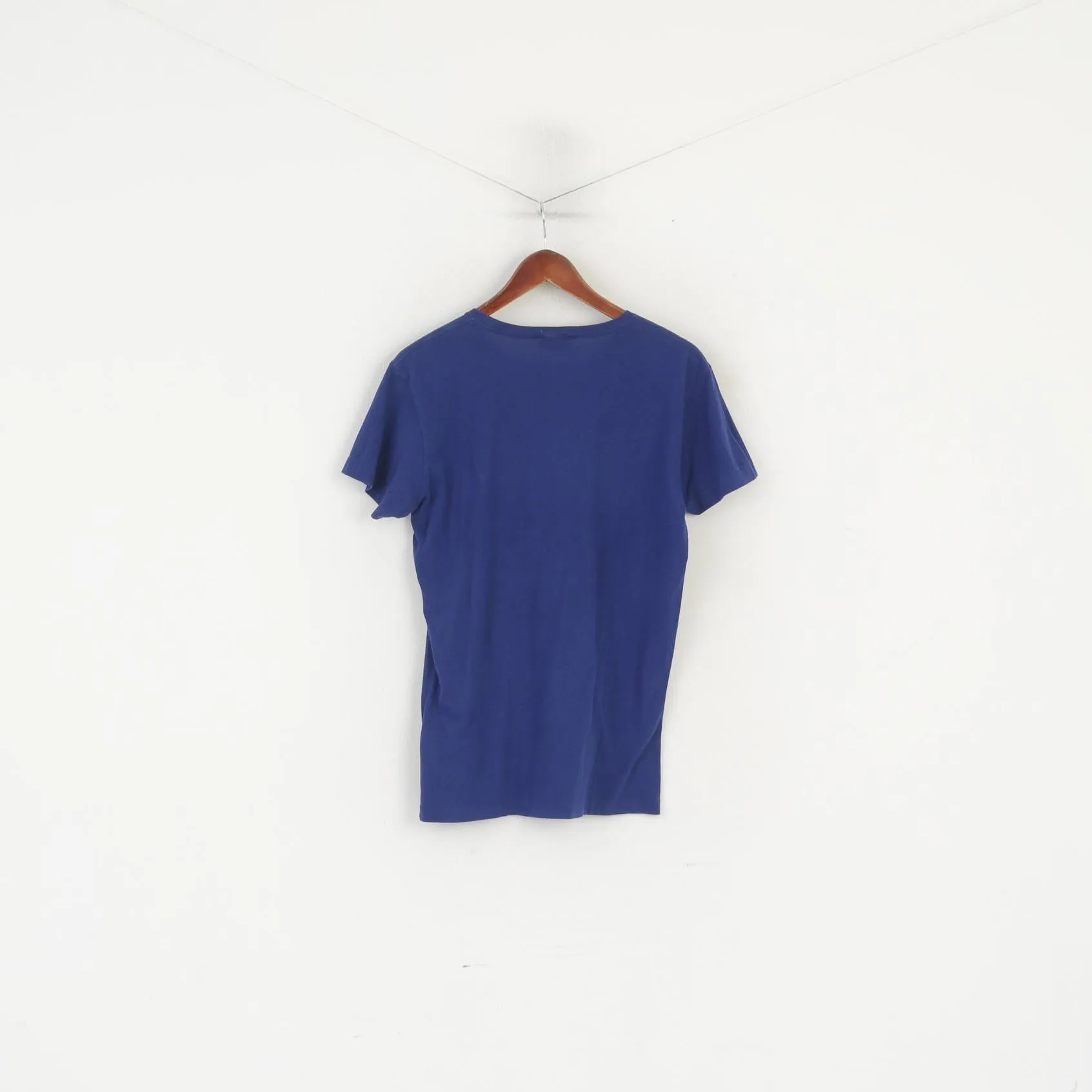 Diesel Men M Shirt Blue Cotton Graphic Embroidered Crew Neck Classic Top