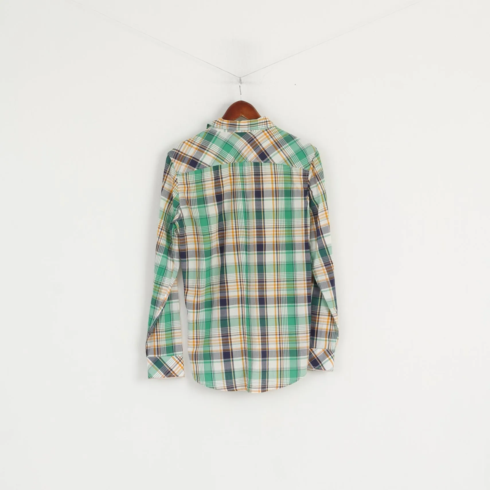 Diesel Men S Casual Shirt Green Cotton Checkered Zip Pocket Long Sleeve Top
