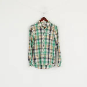 Diesel Men S Casual Shirt Green Cotton Checkered Zip Pocket Long Sleeve Top